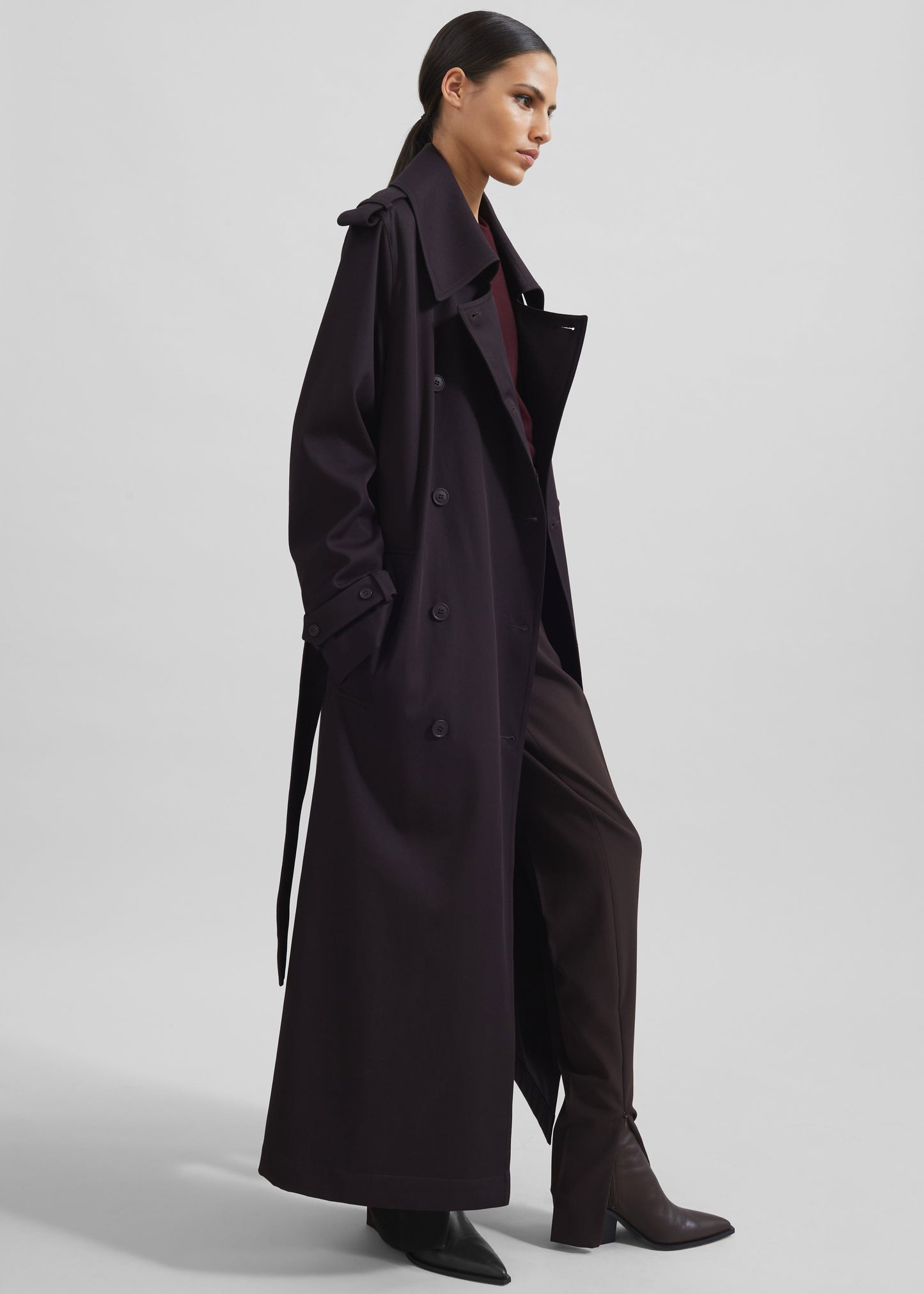 Coline Trench Coat - Dark Plum