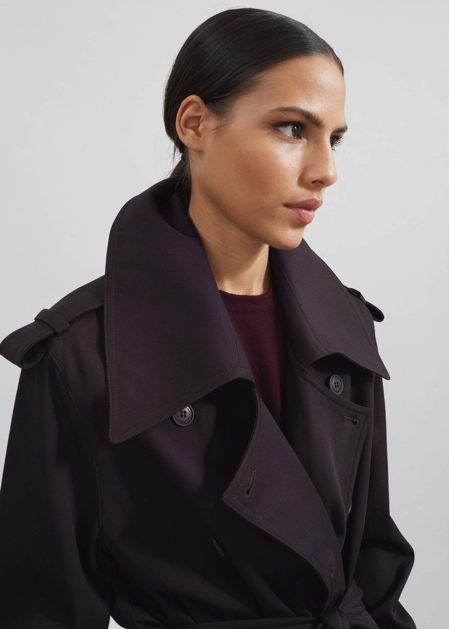 Coline Trench Coat - Dark Plum