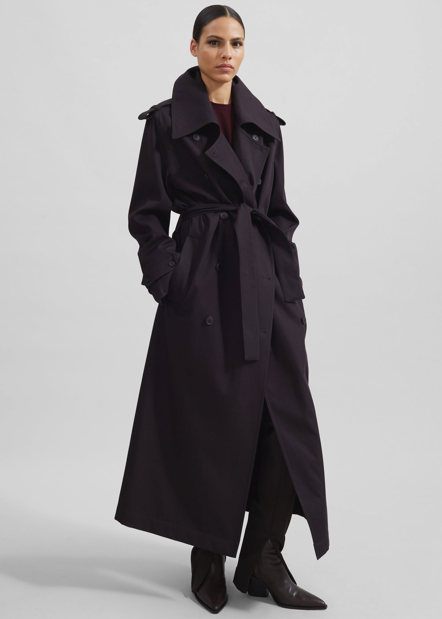 Coline Trench Coat - Dark Plum