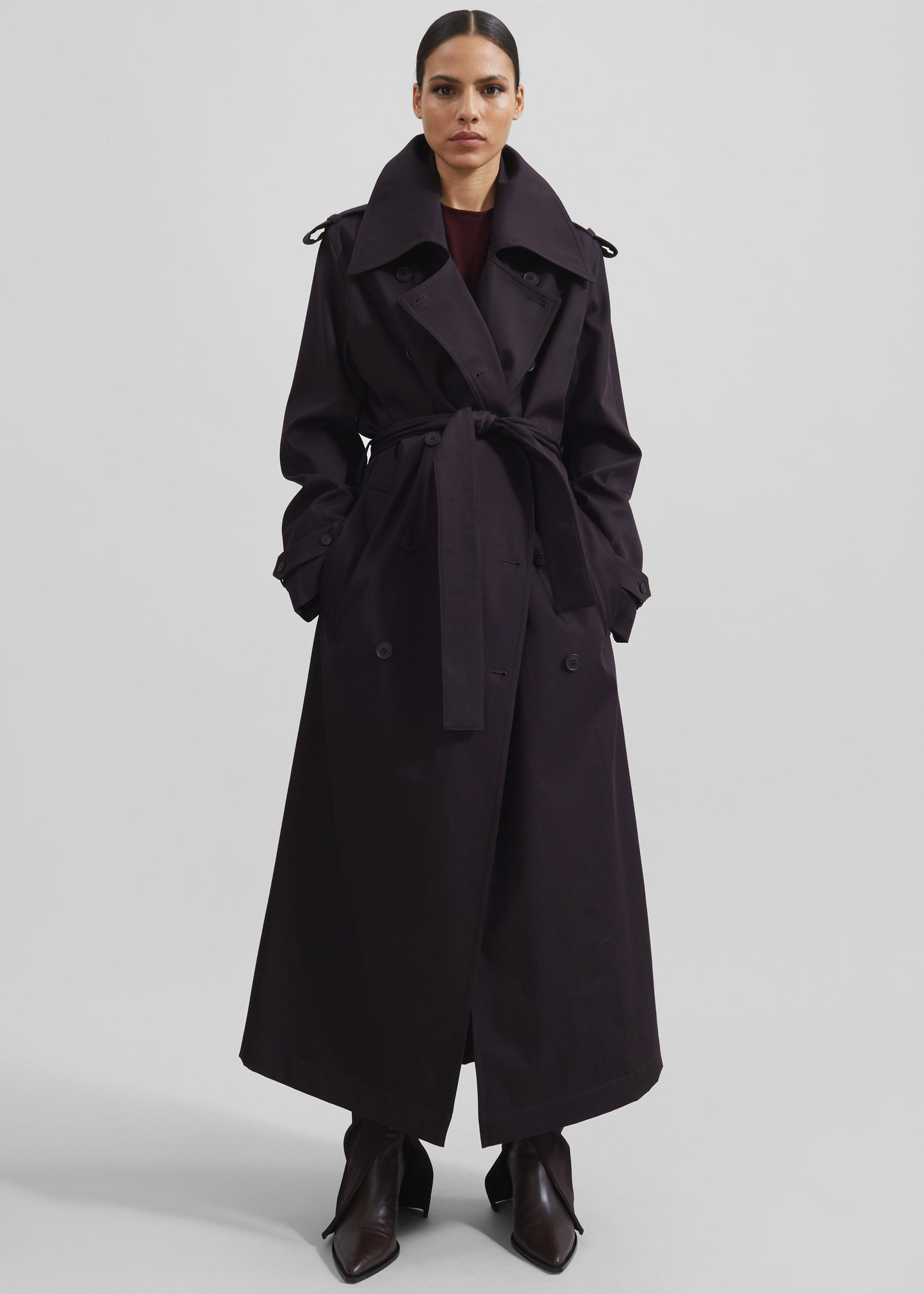 Coline Trench Coat - Dark Plum