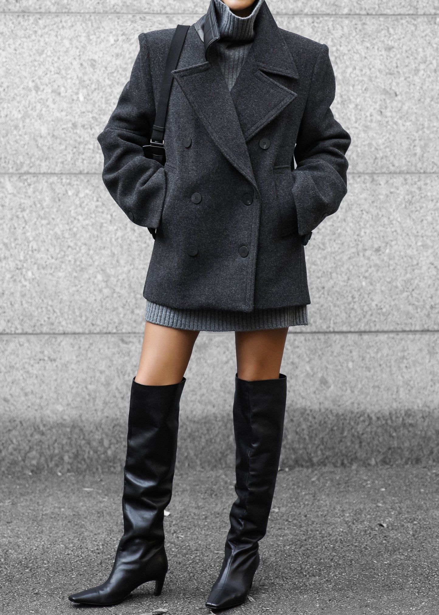 Creston Wool Peacoat - Charcoal