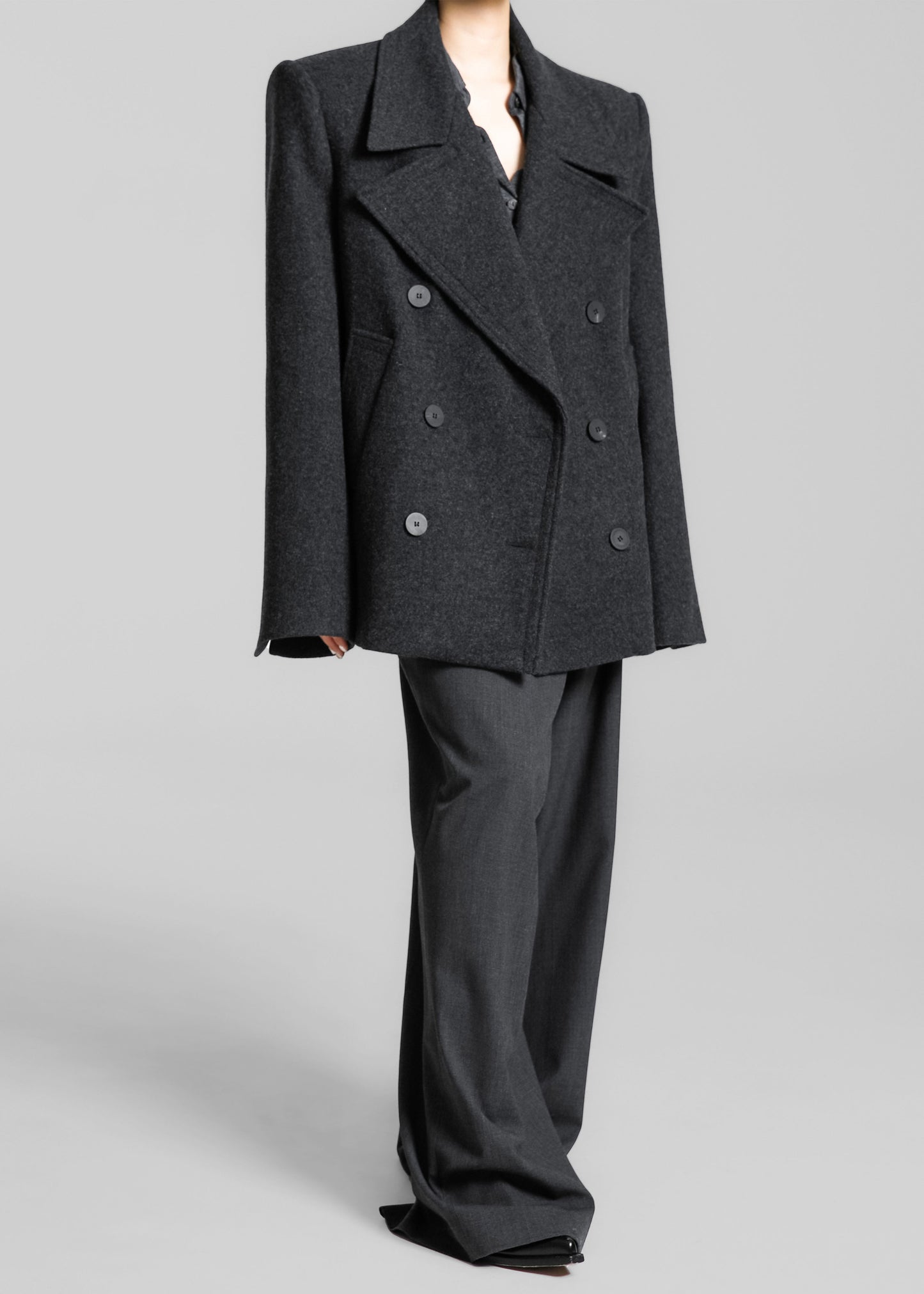 Creston Wool Peacoat - Charcoal