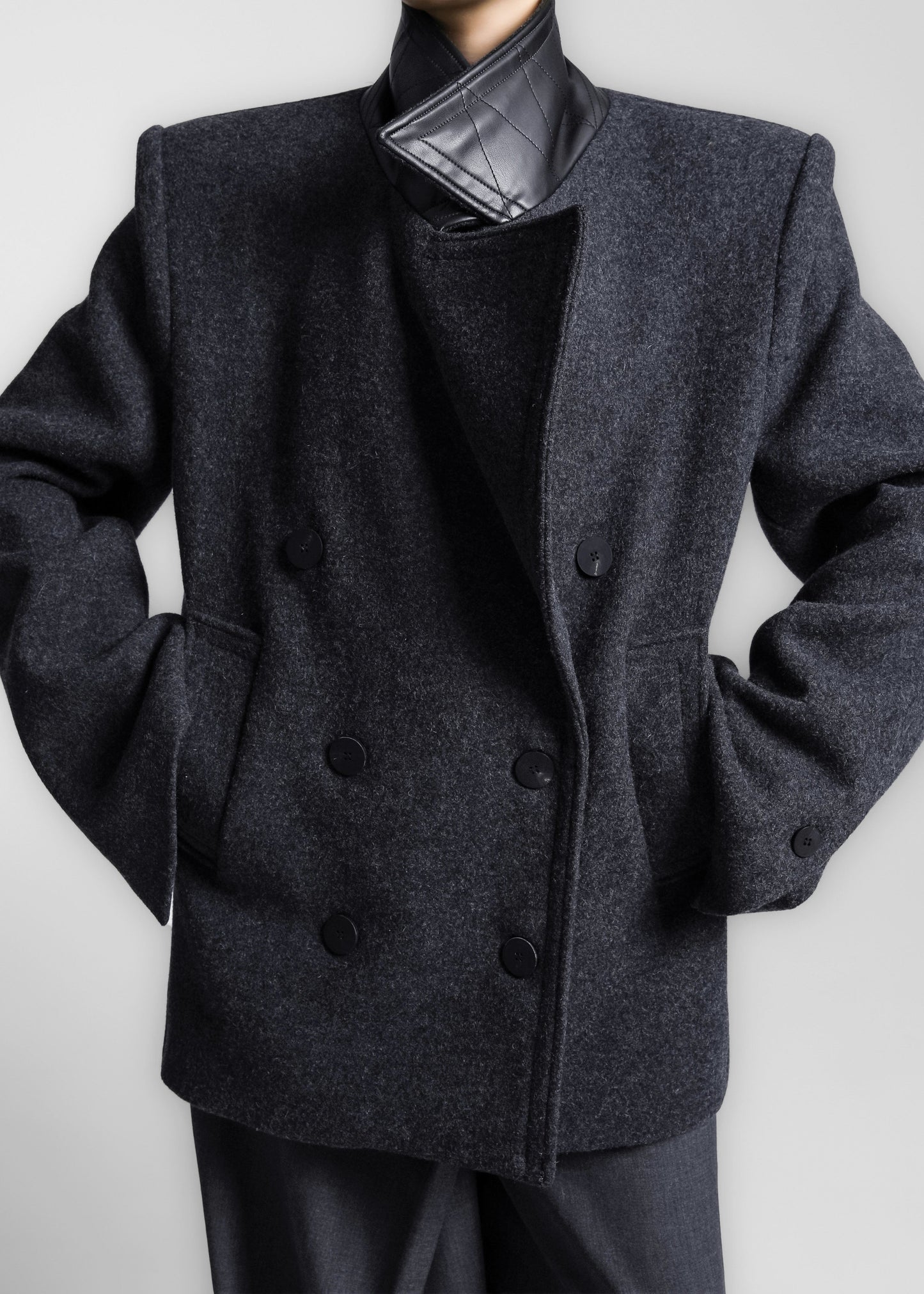 Creston Wool Peacoat - Charcoal