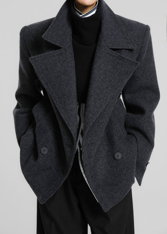 Creston Wool Peacoat - Charcoal