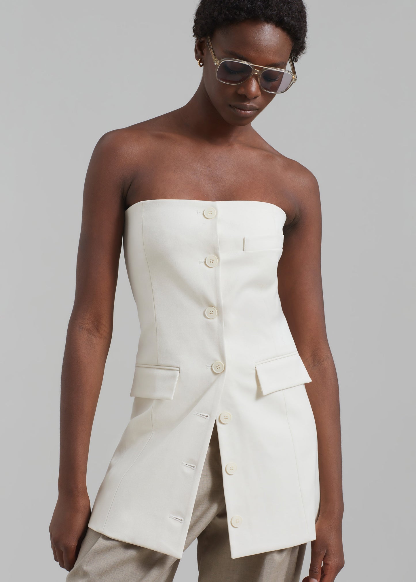 Cyniah Strapless Vest - Cream