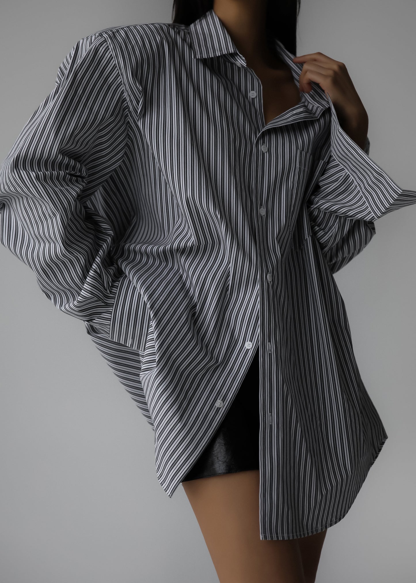 Cyrus Button Up Shirt - Black/White Stripe