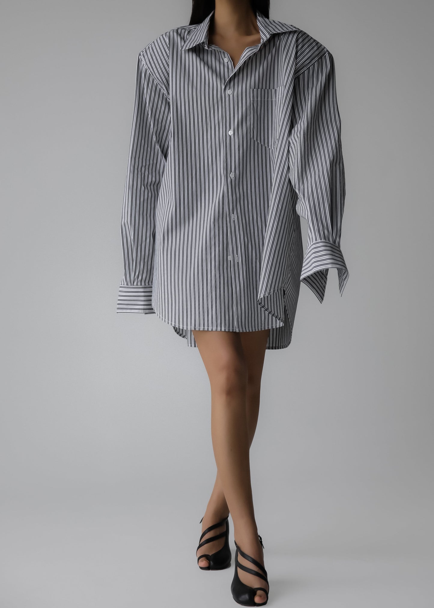 Cyrus Button Up Shirt - Black/White Stripe