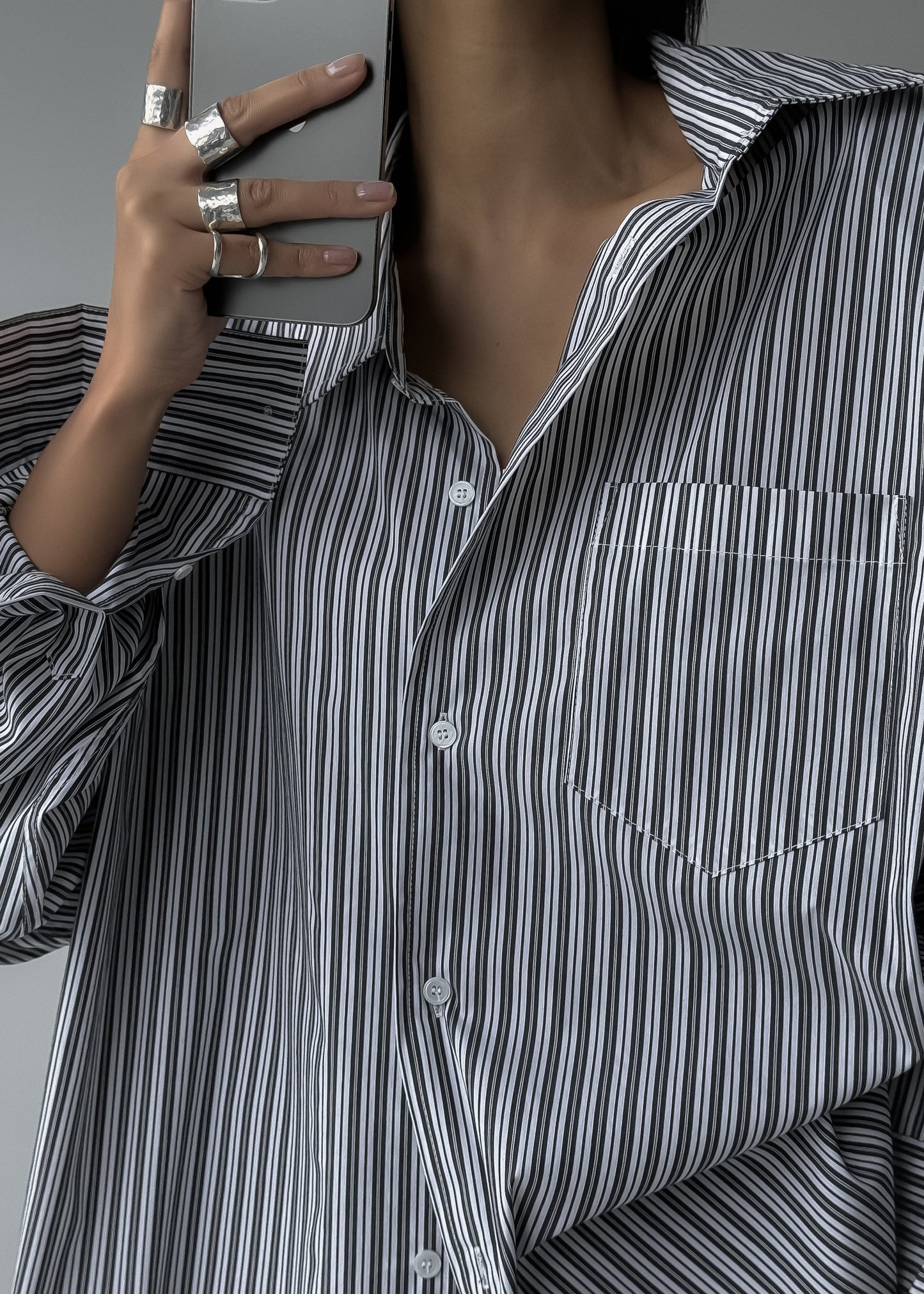 Cyrus Button Up Shirt - Black/White Stripe