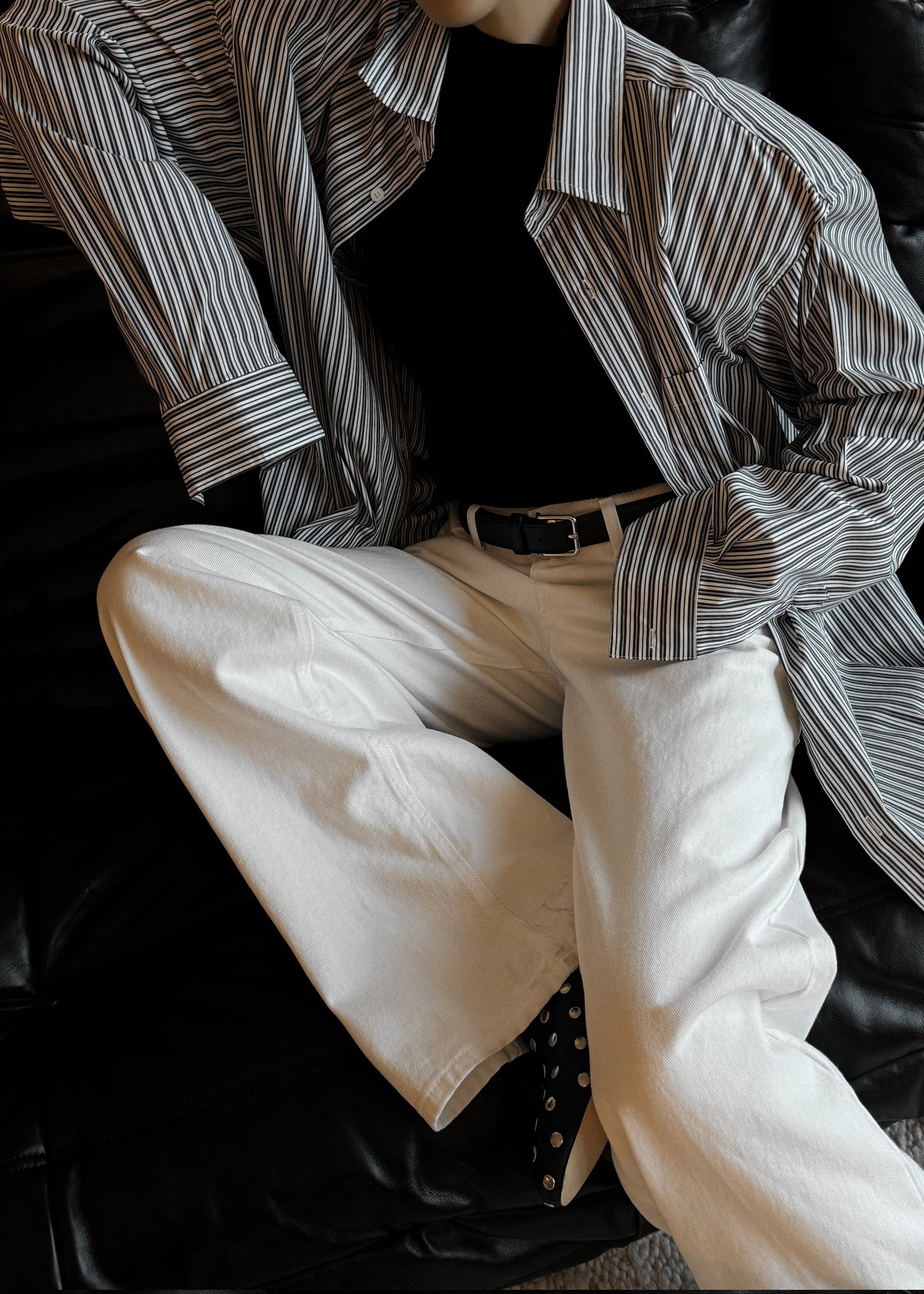 Cyrus Button Up Shirt - Black/White Stripe