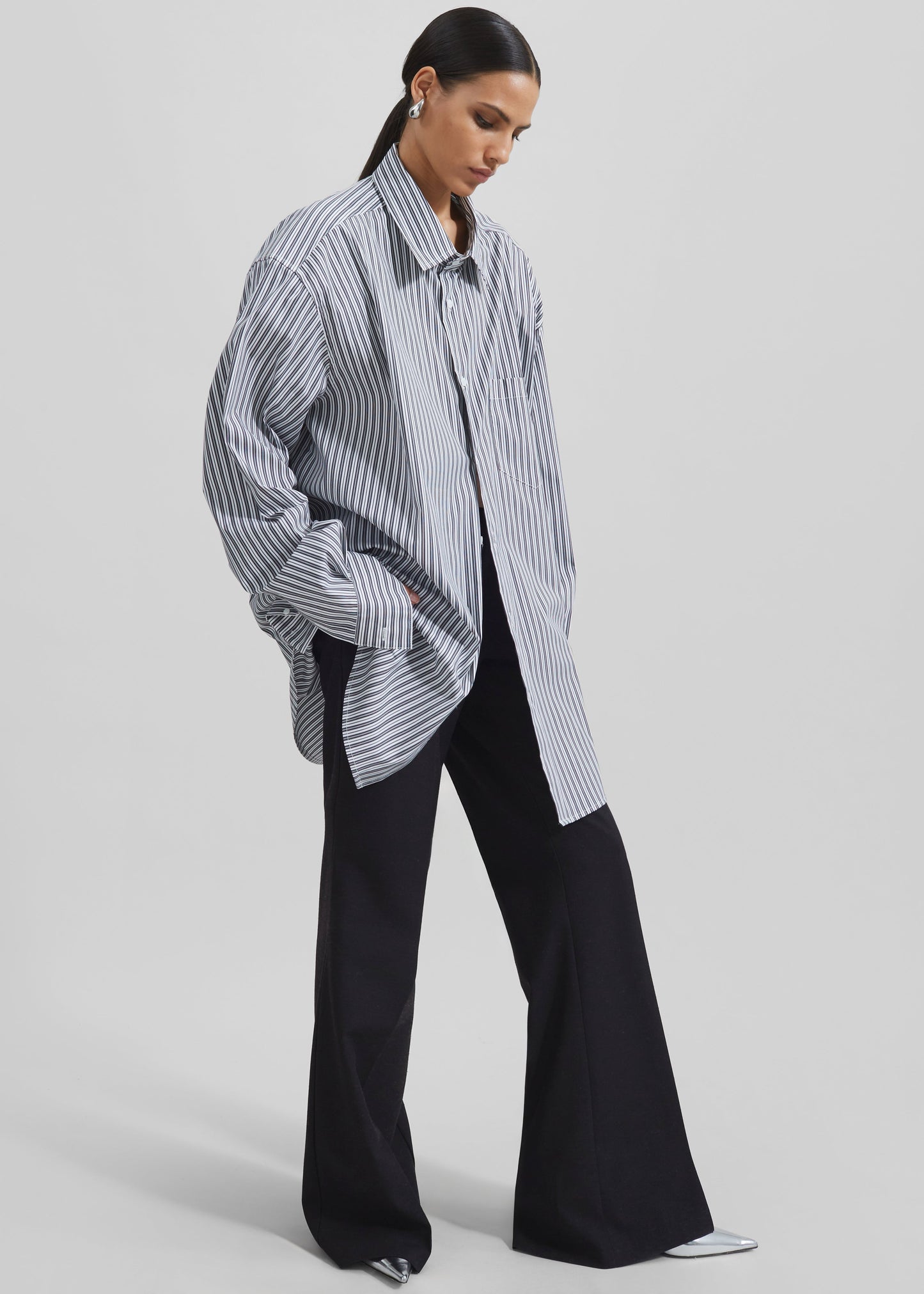 Cyrus Button Up Shirt - Black/White Stripe