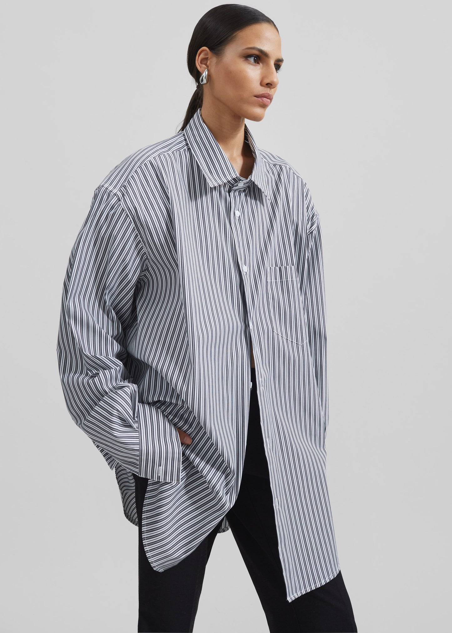 Cyrus Button Up Shirt - Black/White Stripe