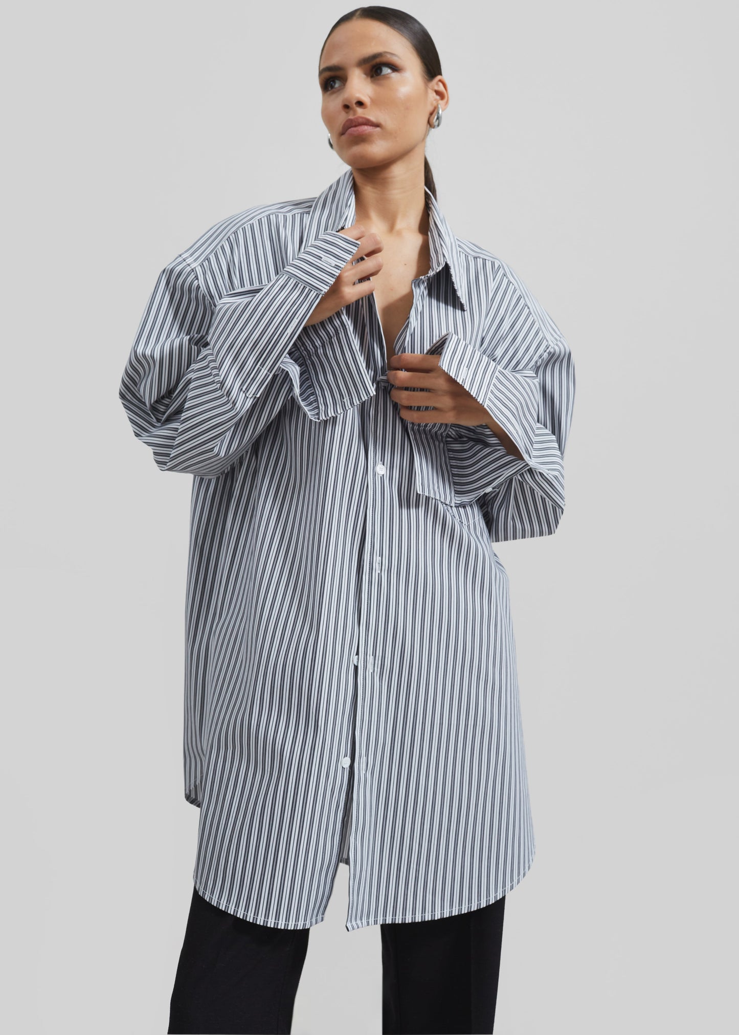 Cyrus Button Up Shirt - Black/White Stripe