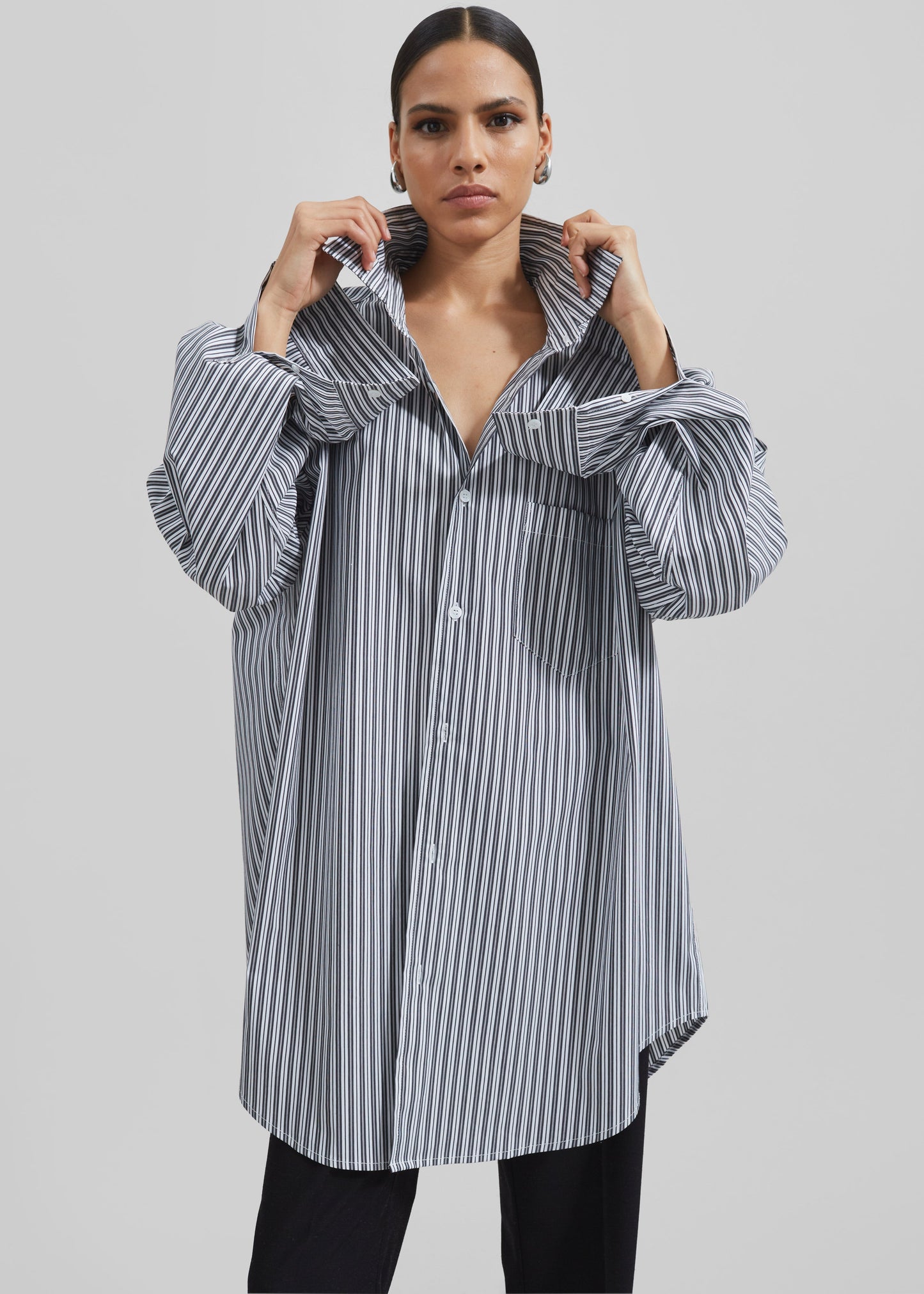 Cyrus Button Up Shirt - Black/White Stripe