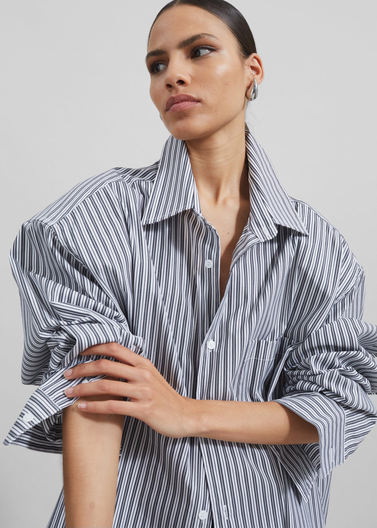 Cyrus Button Up Shirt - Black/White Stripe