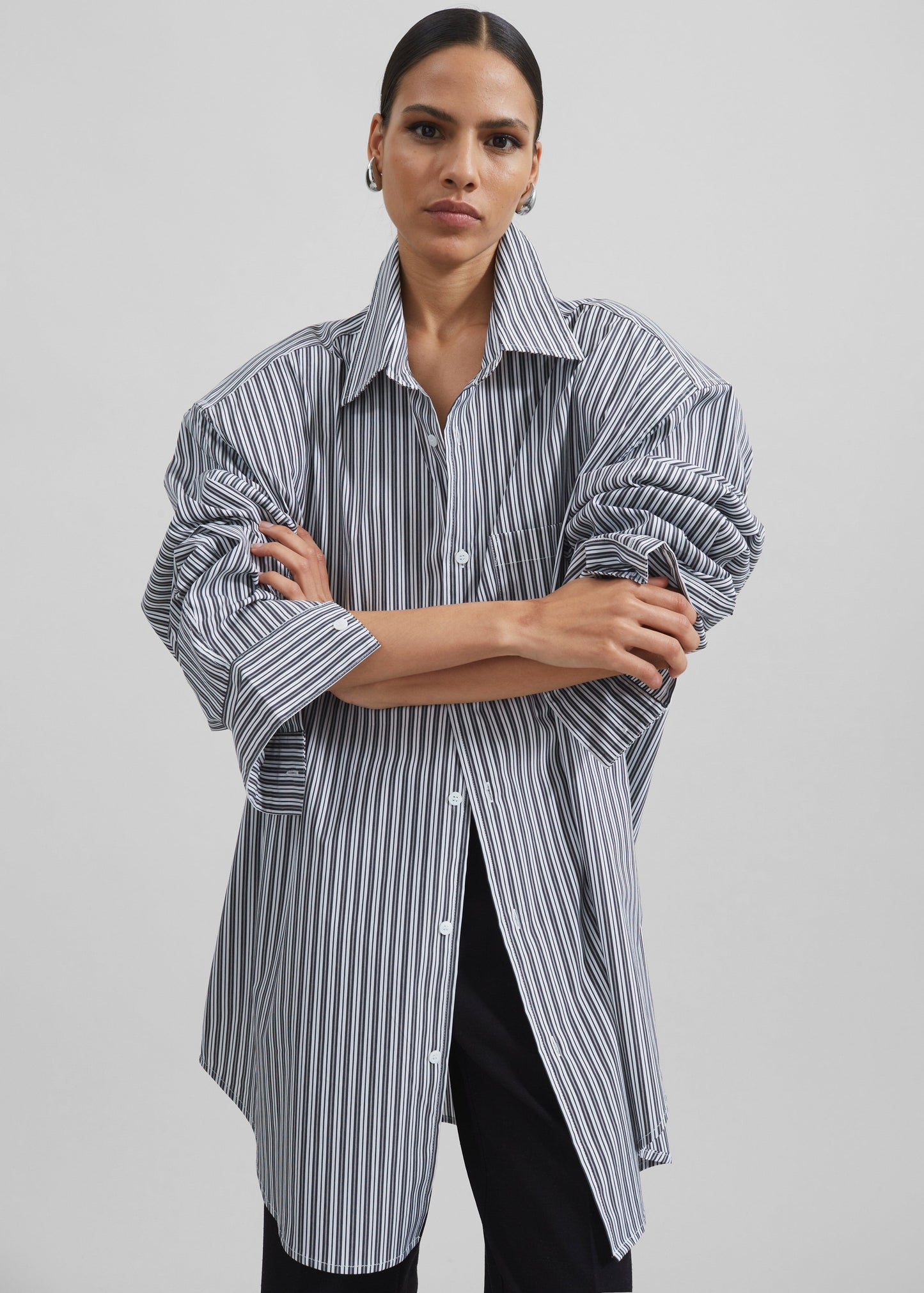 Cyrus Button Up Shirt - Black/White Stripe