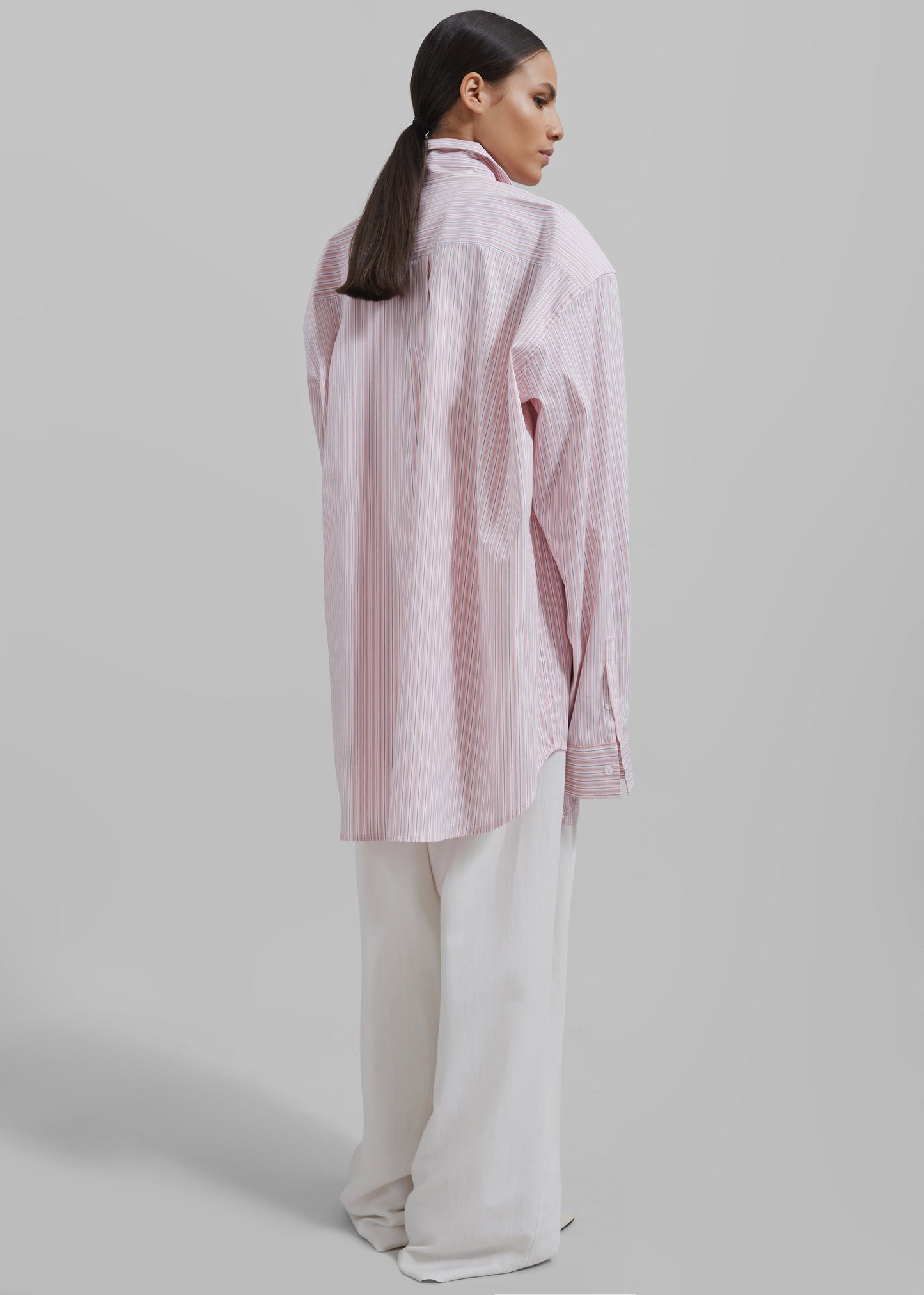 Cyrus Button Up Shirt - Pink/White Stripe