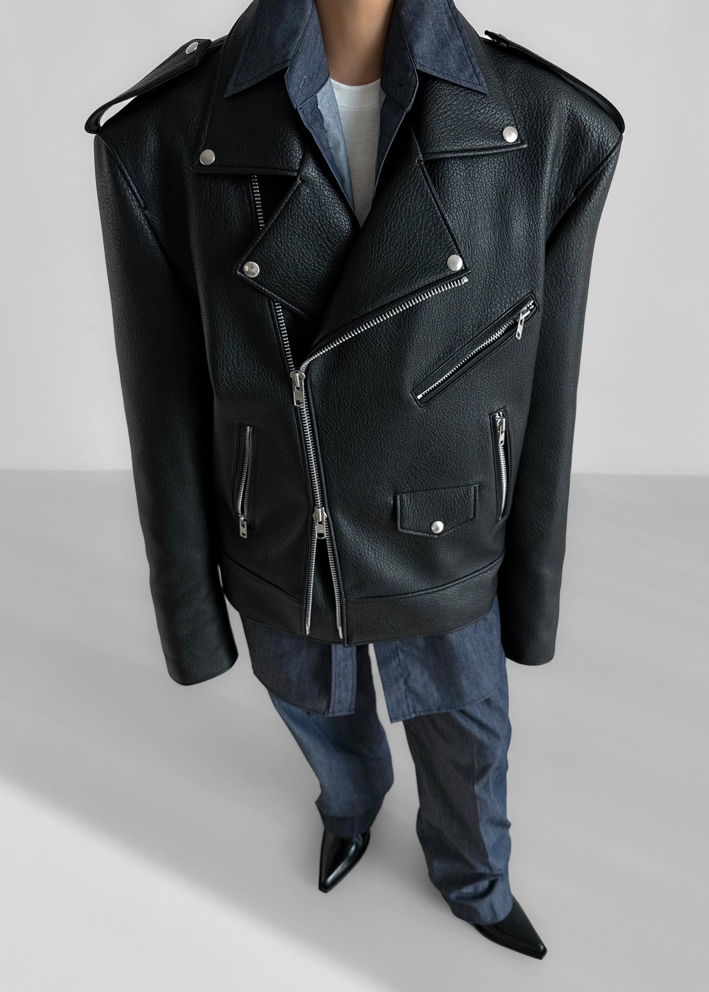 Chicago Oversized Biker Jacket - Black