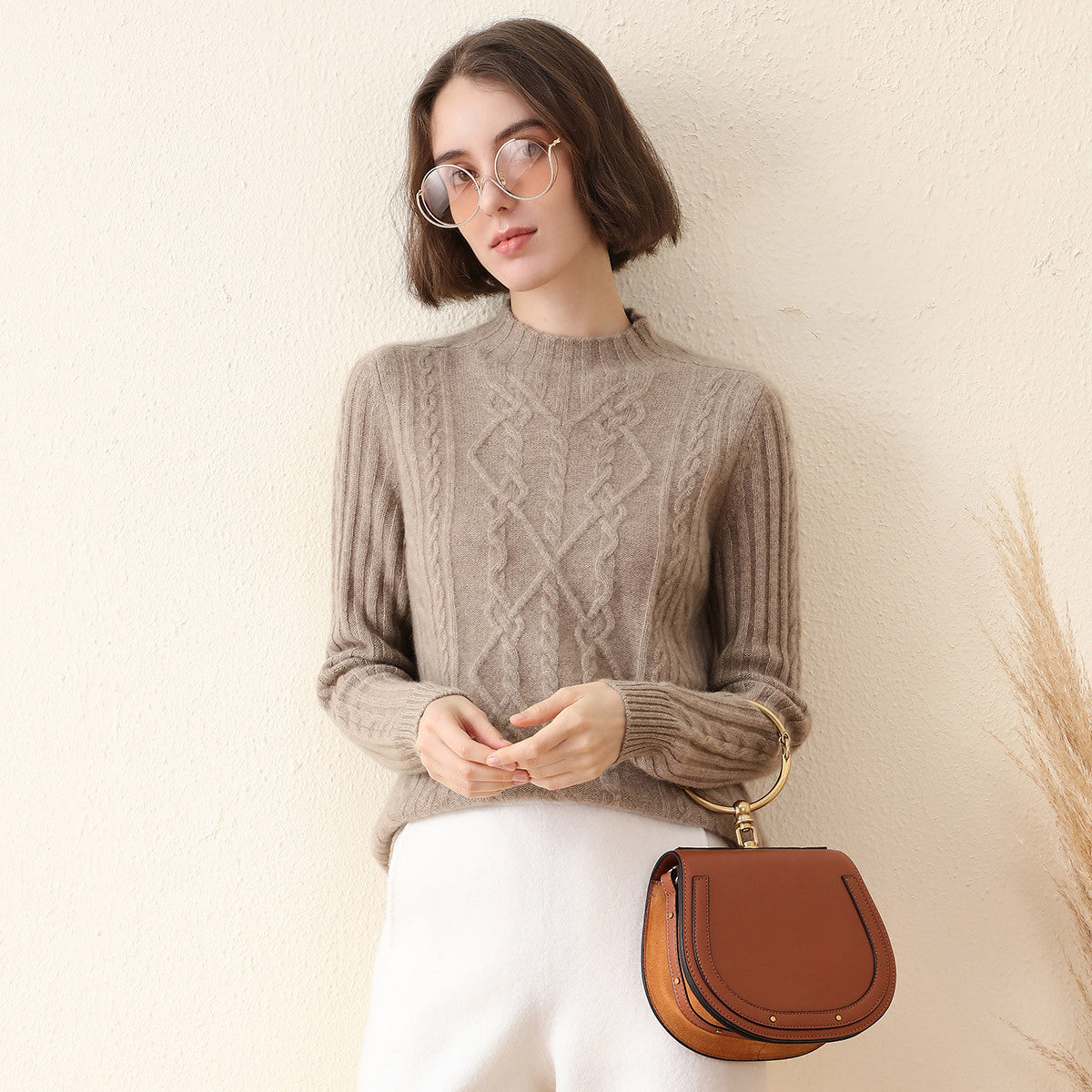 100% Cashmere Mock Neck Knit Sweater