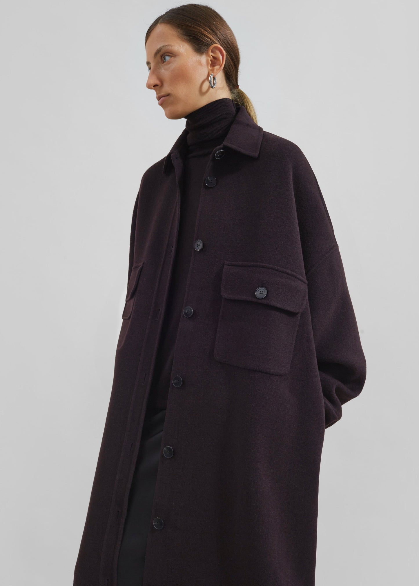 Dallas Wool Overcoat - Dark Plum