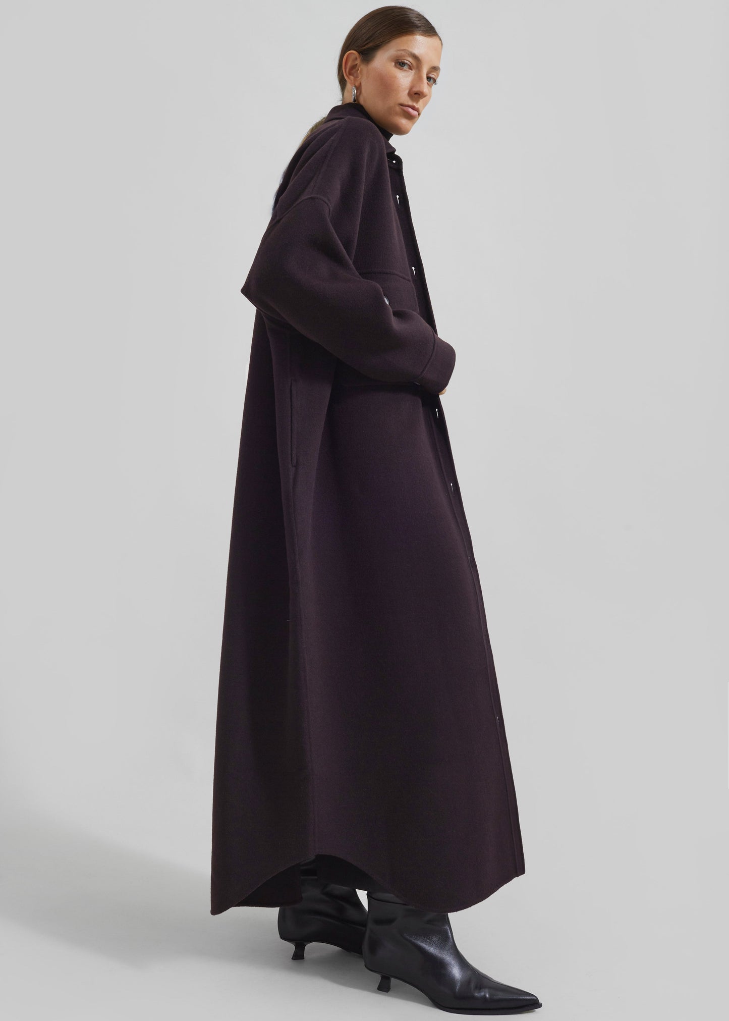 Dallas Wool Overcoat - Dark Plum