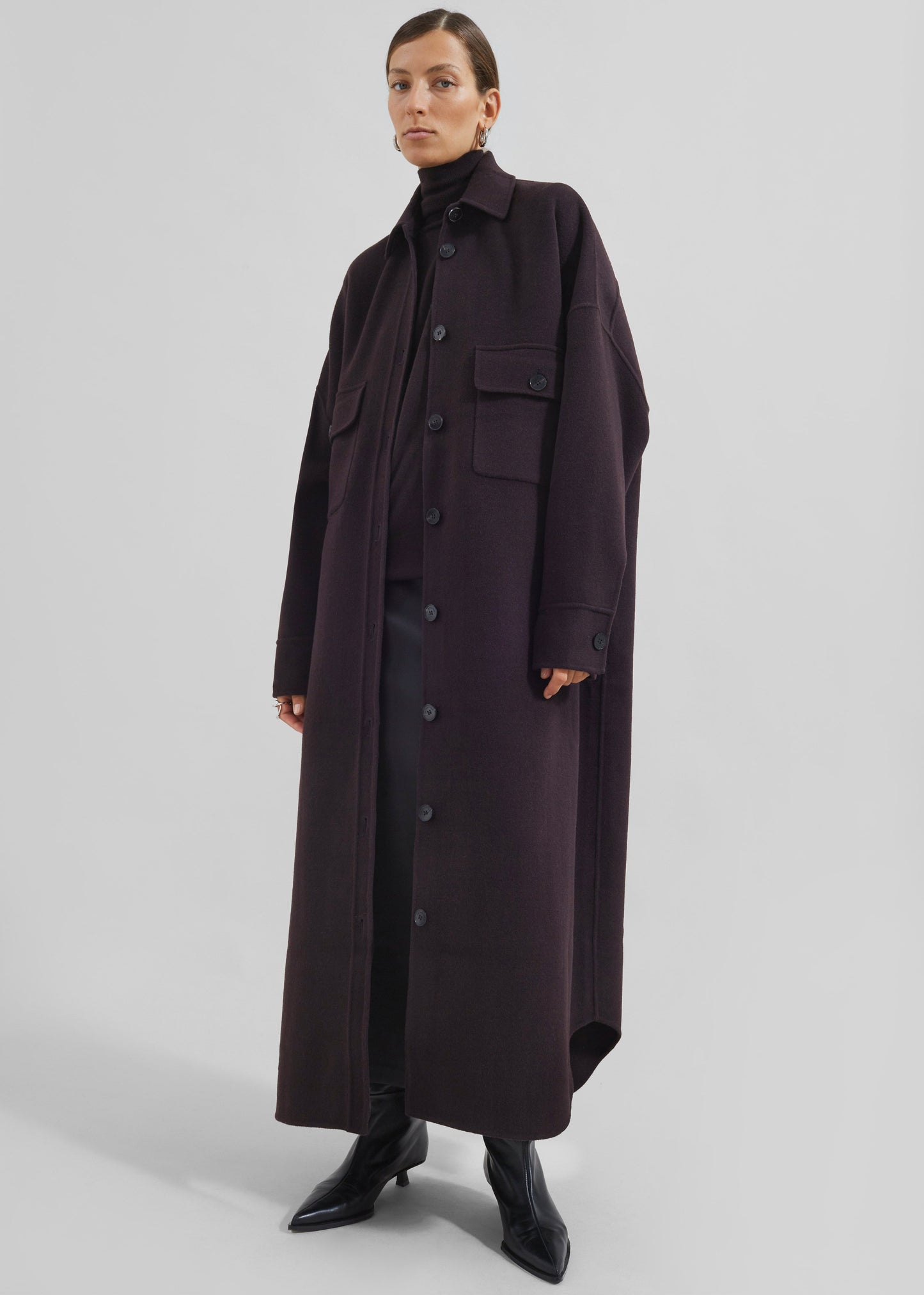 Dallas Wool Overcoat - Dark Plum