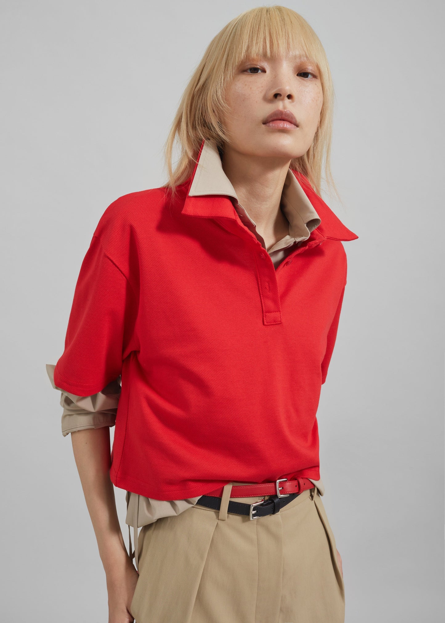 Dawson Cropped Polo - Red