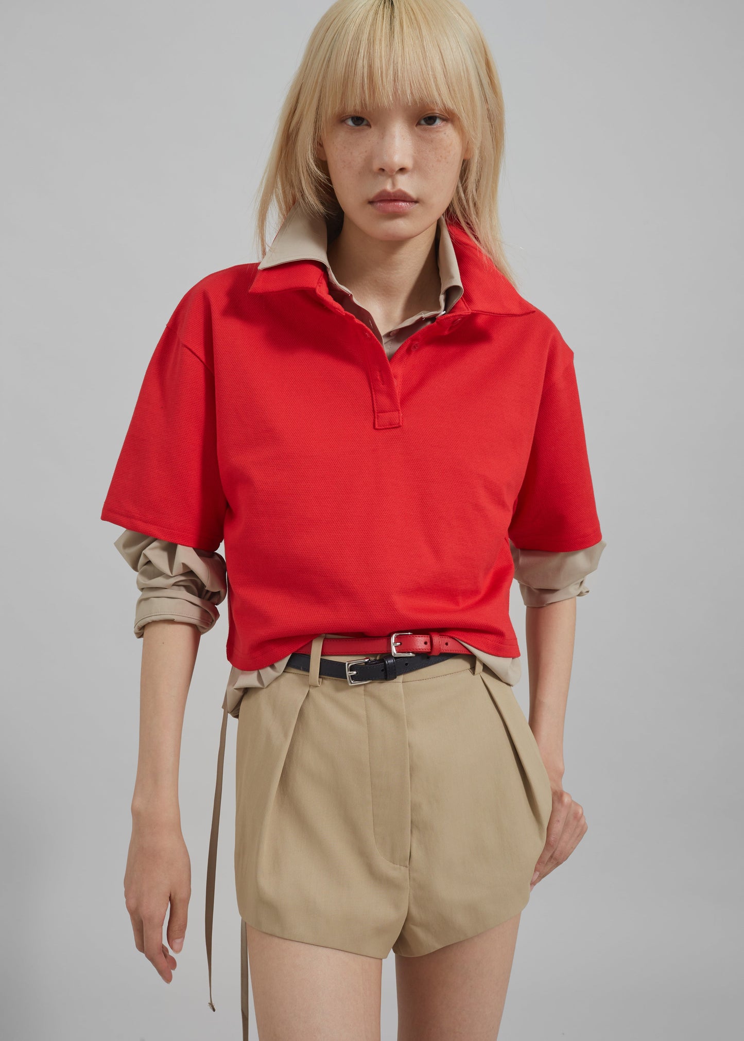 Dawson Cropped Polo - Red