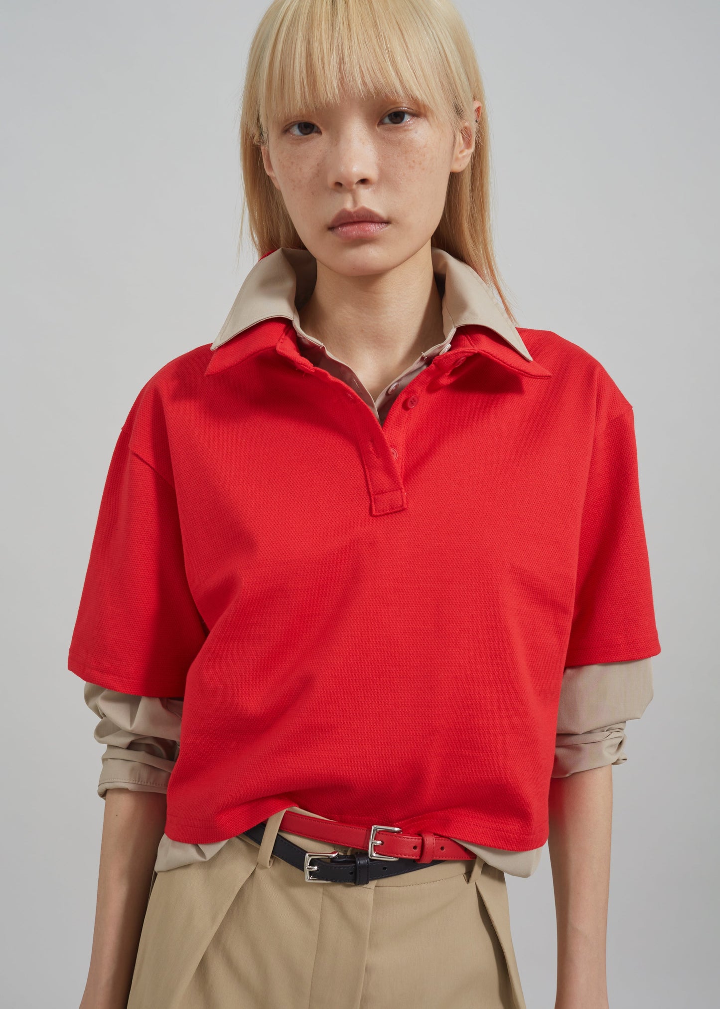 Dawson Cropped Polo - Red