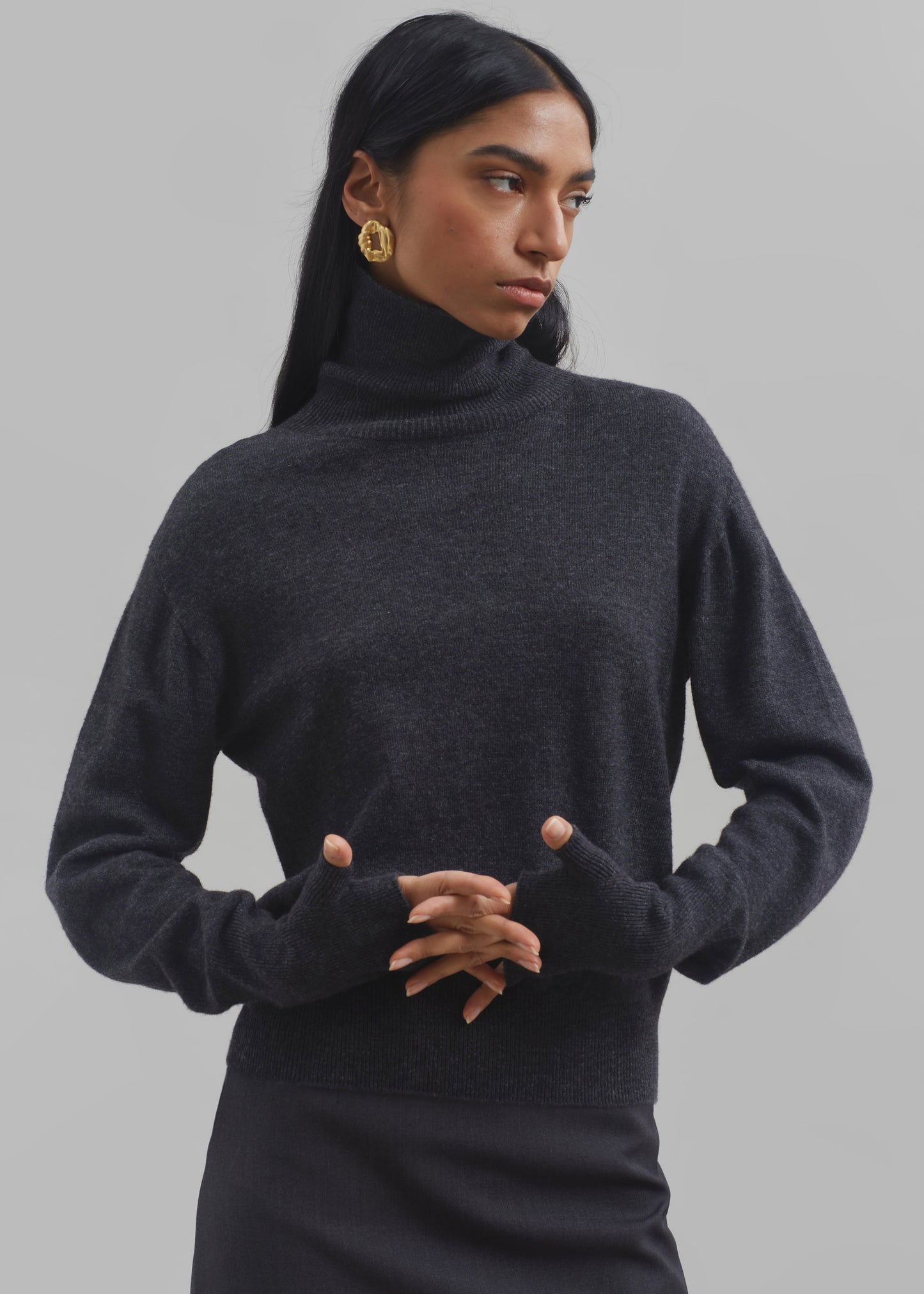 Delia Wool Turtleneck - Charcoal