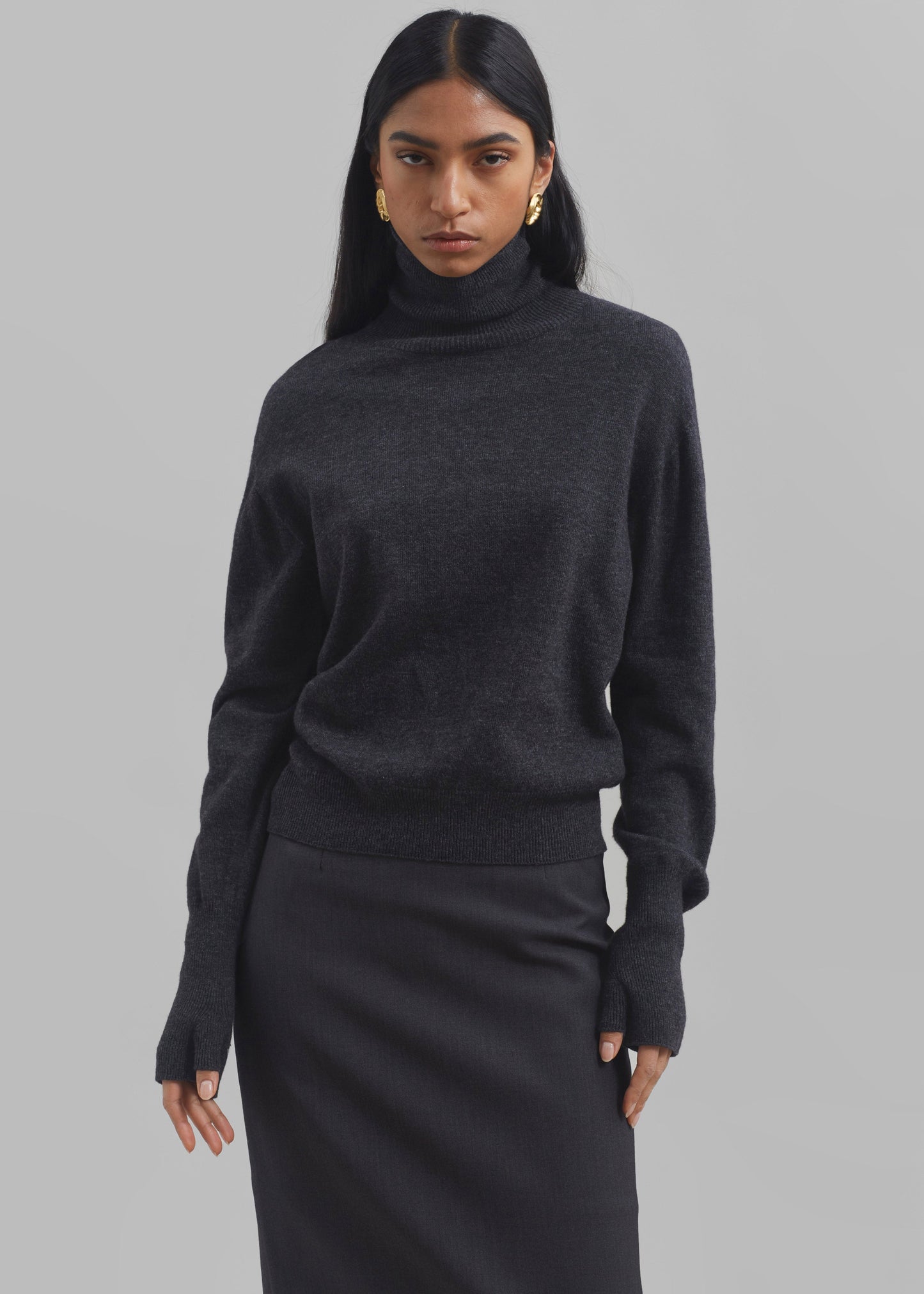 Delia Wool Turtleneck - Charcoal