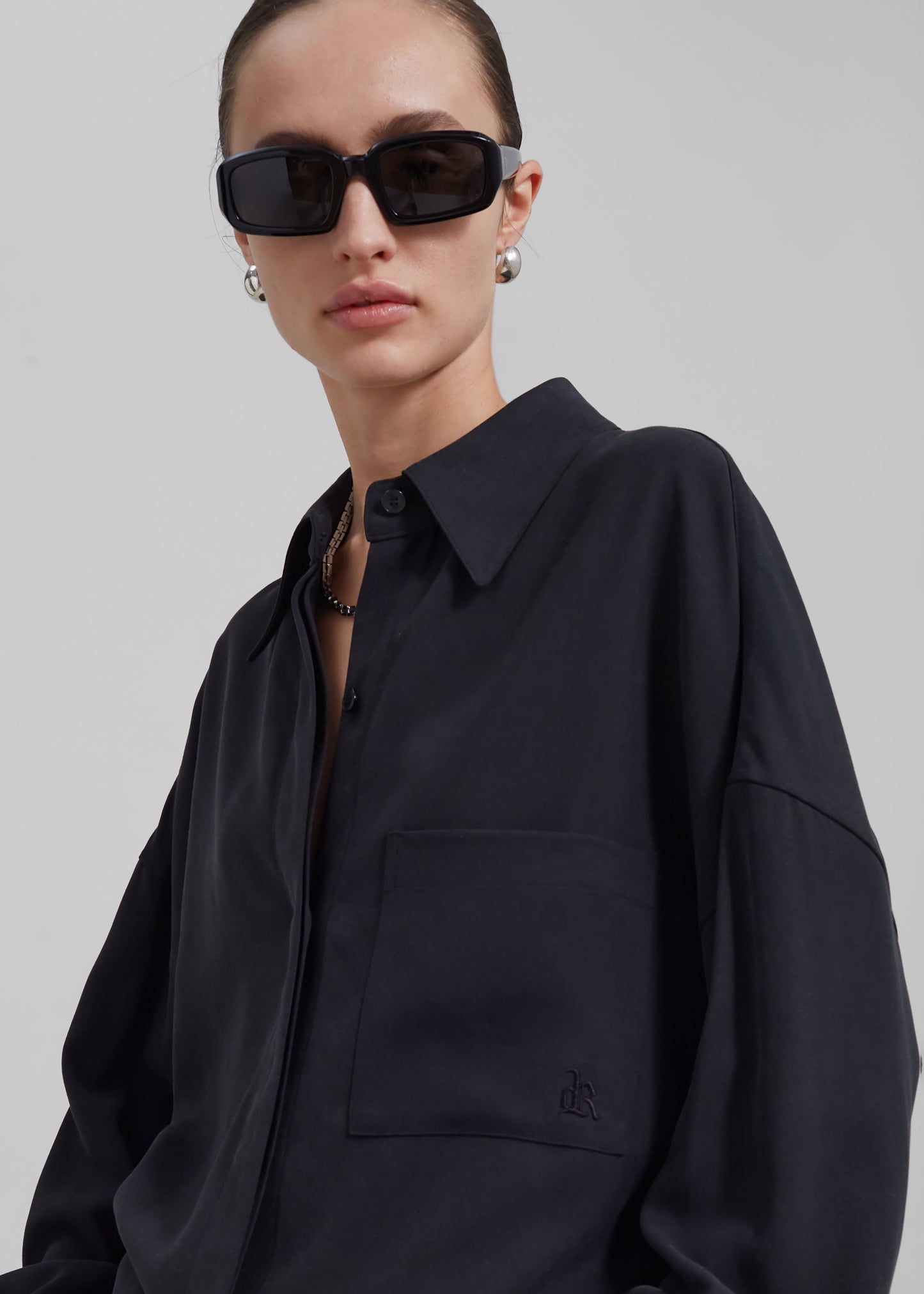 Della Midweight Button Up Shirt - Black