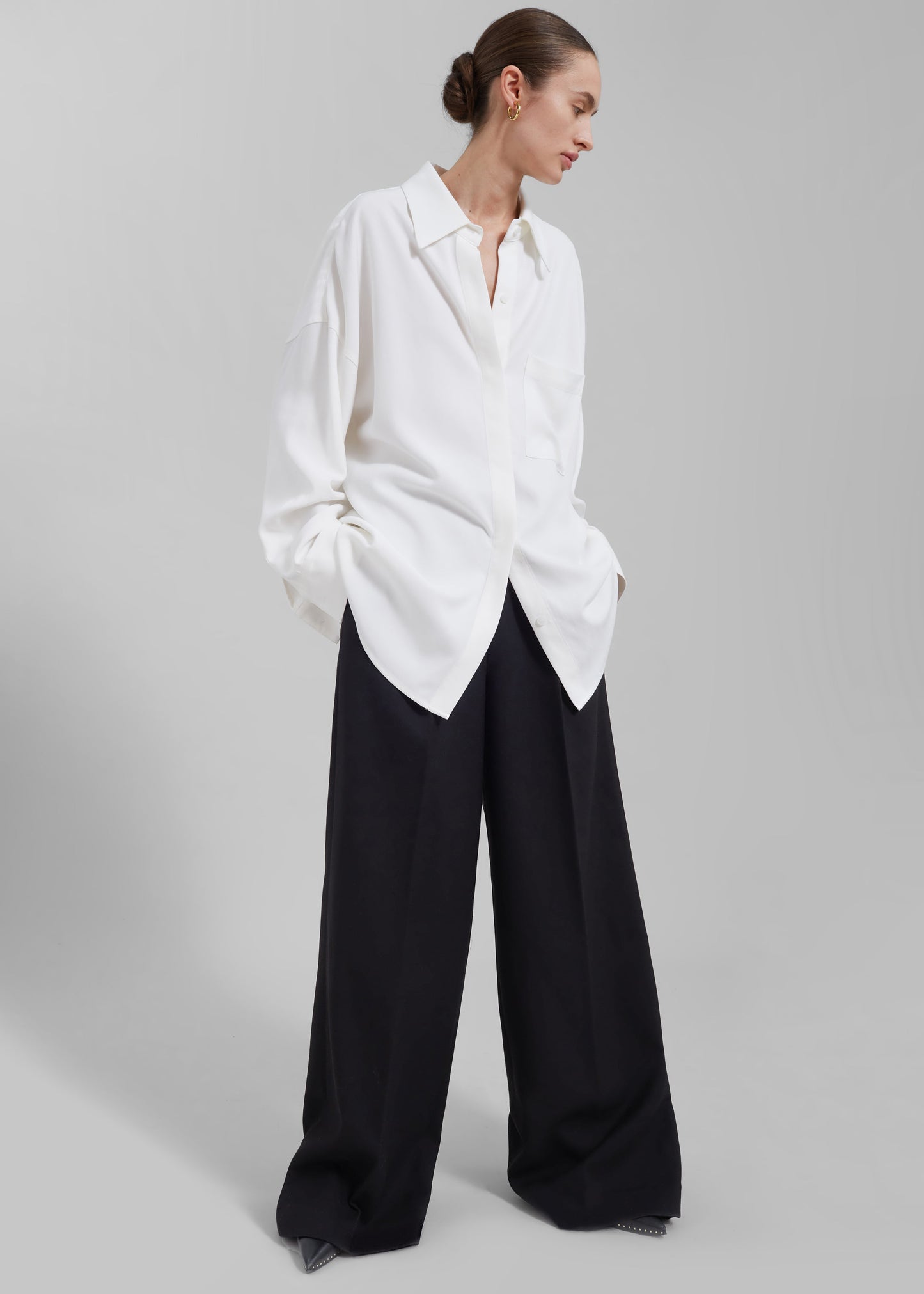 Della Midweight Button Up Shirt - White