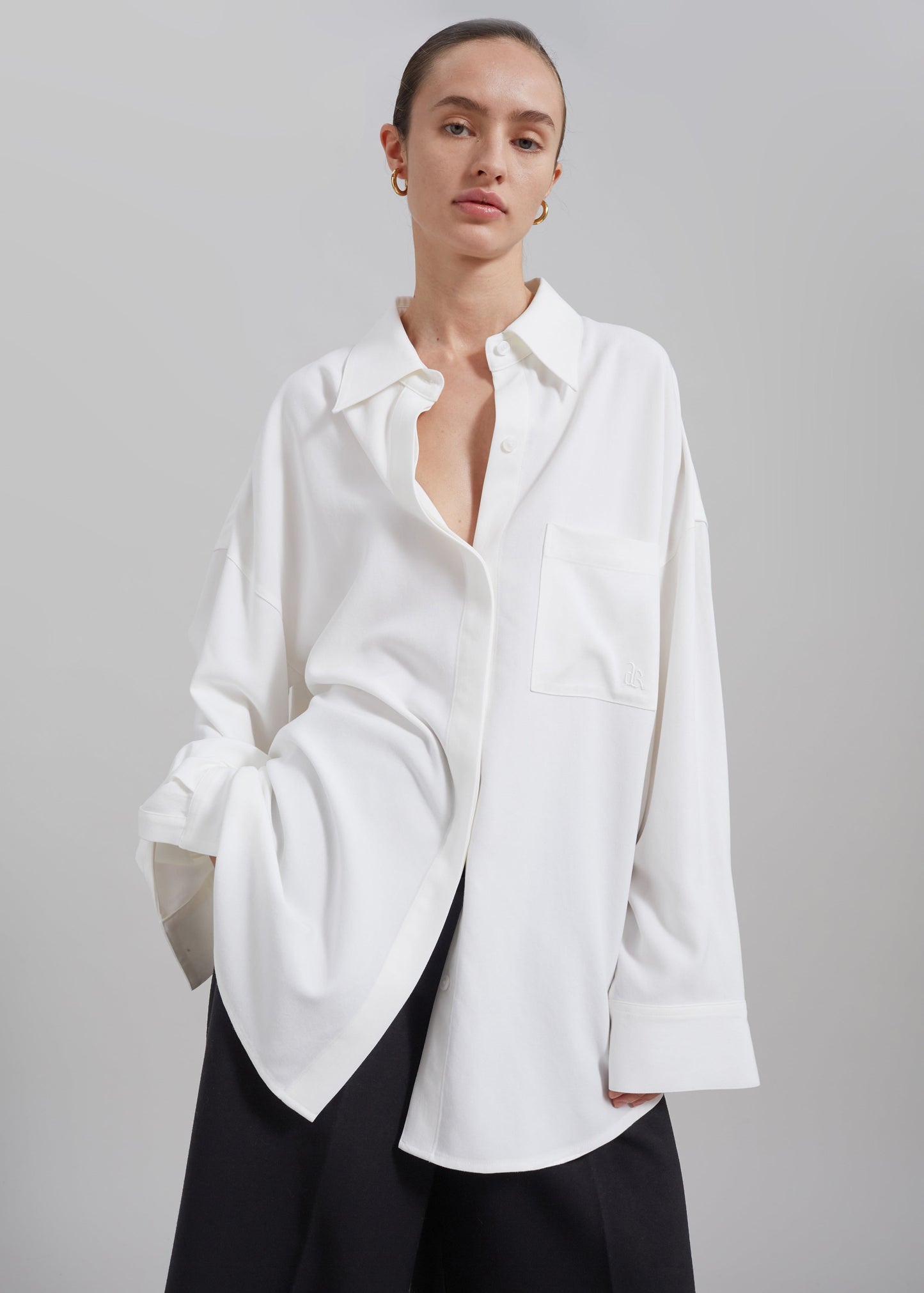 Della Midweight Button Up Shirt - White