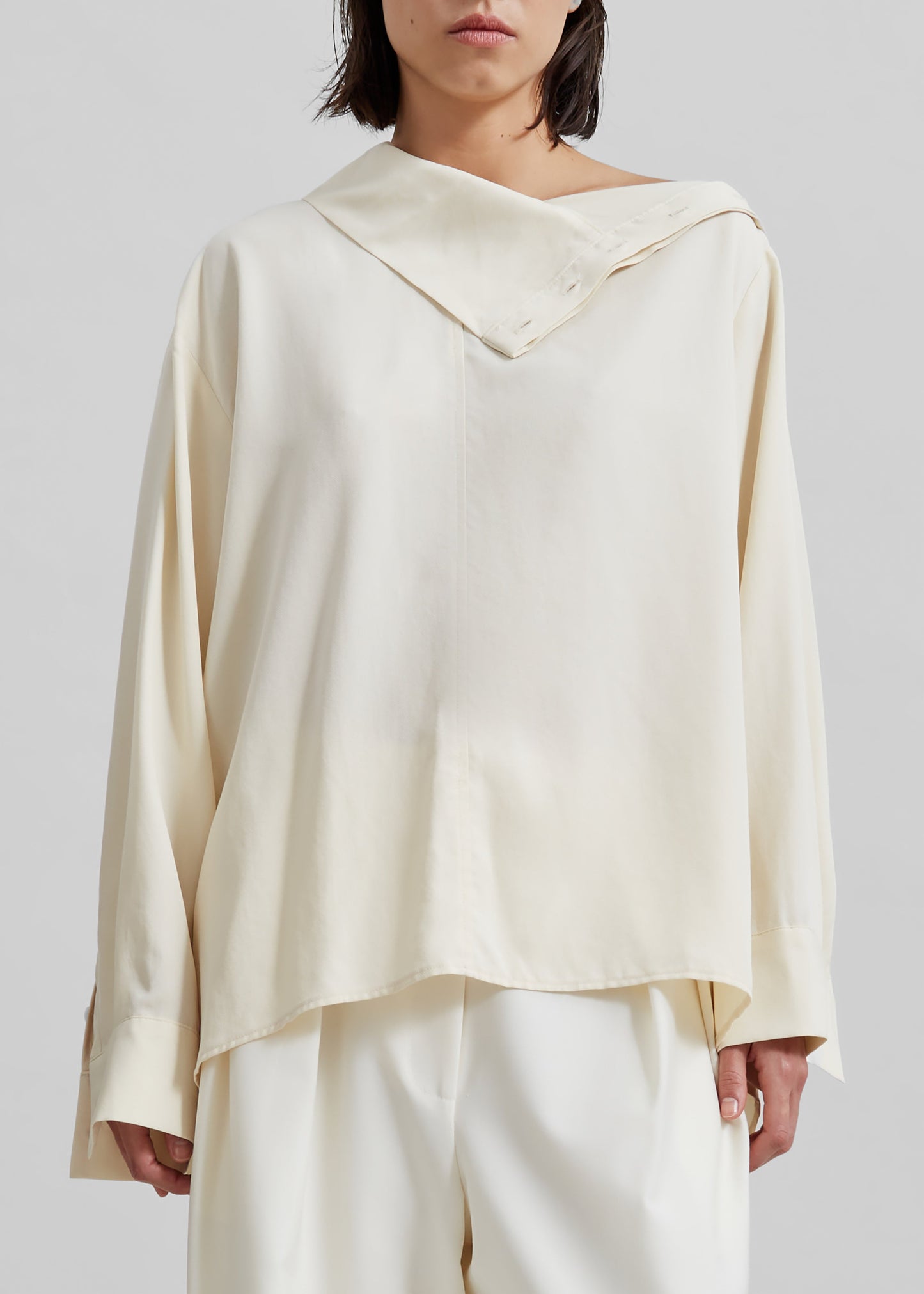 Dion Asymmetric Blouse - Beige