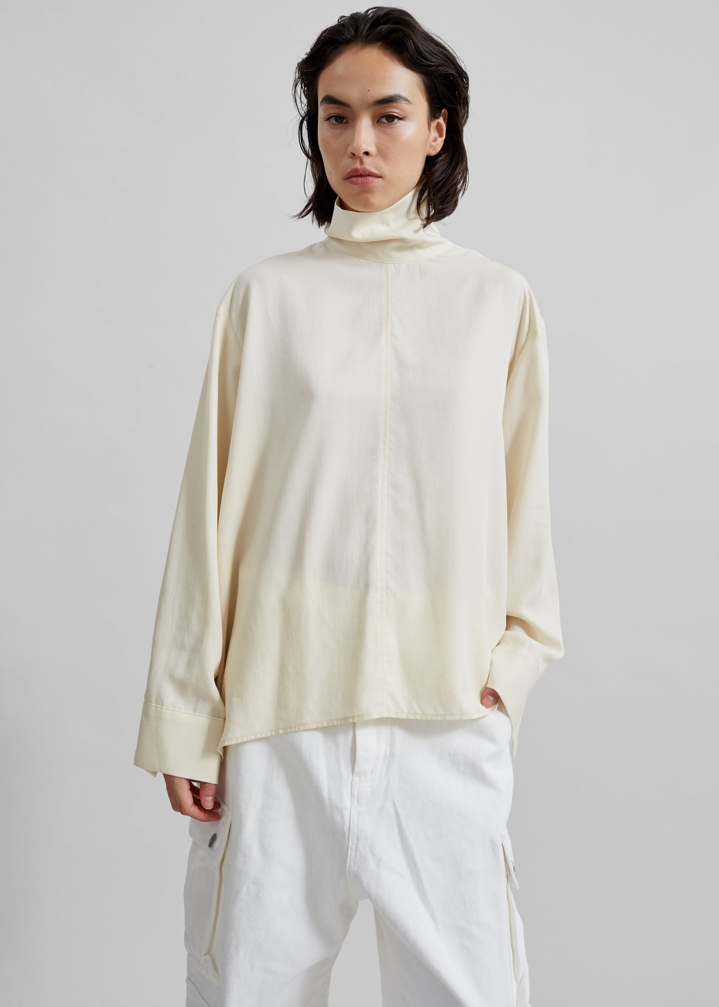 Dion Asymmetric Blouse - Beige