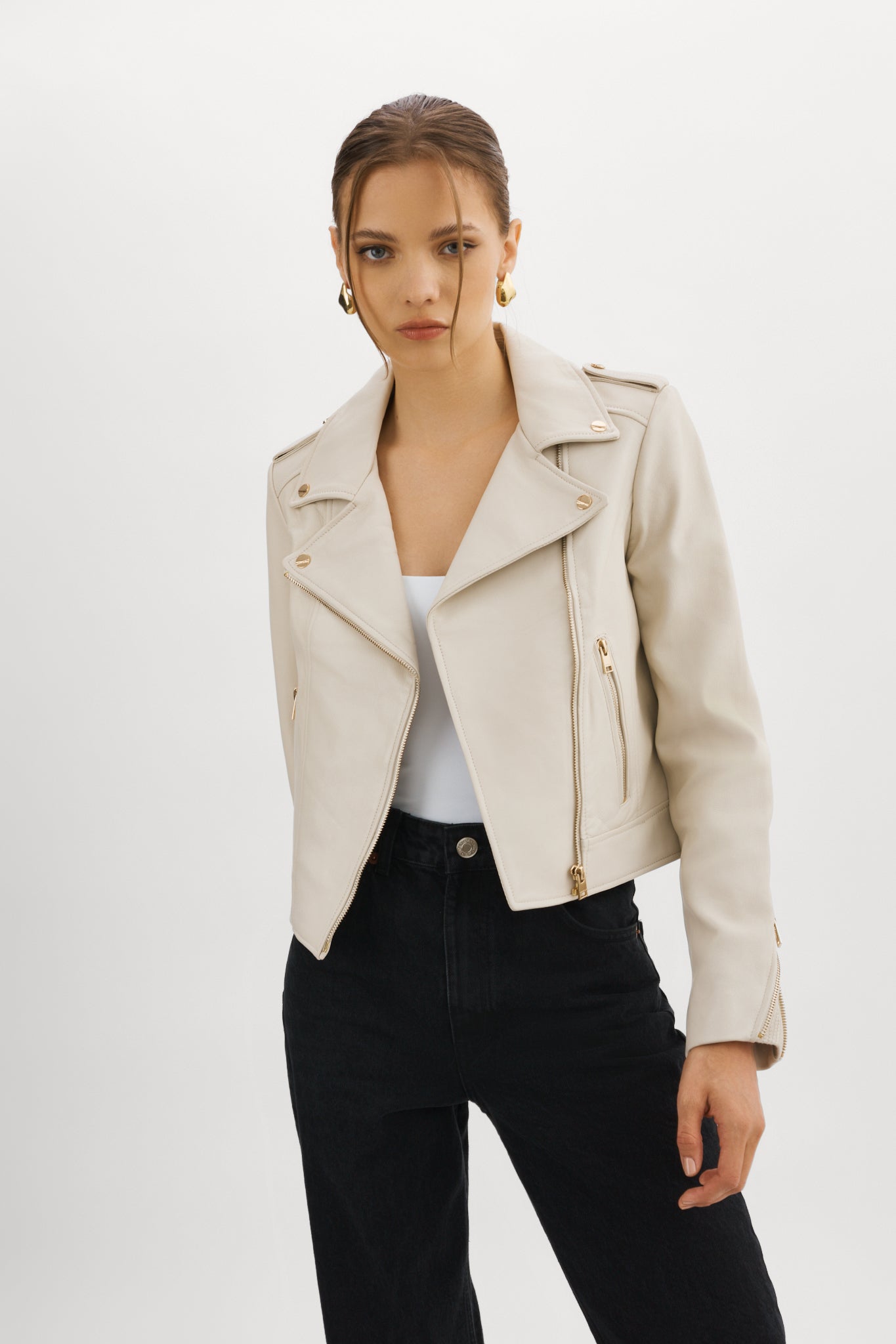 DONNA GOLD | Iconic Leather Biker Jacket