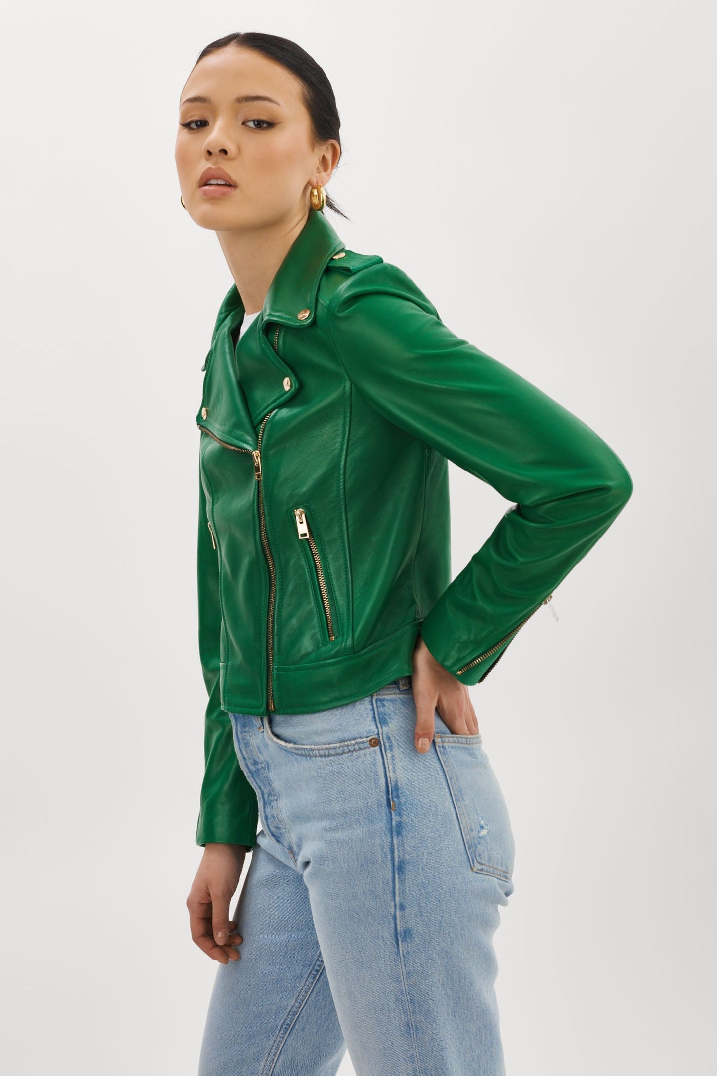 DONNA GOLD | Iconic Leather Biker Jacket