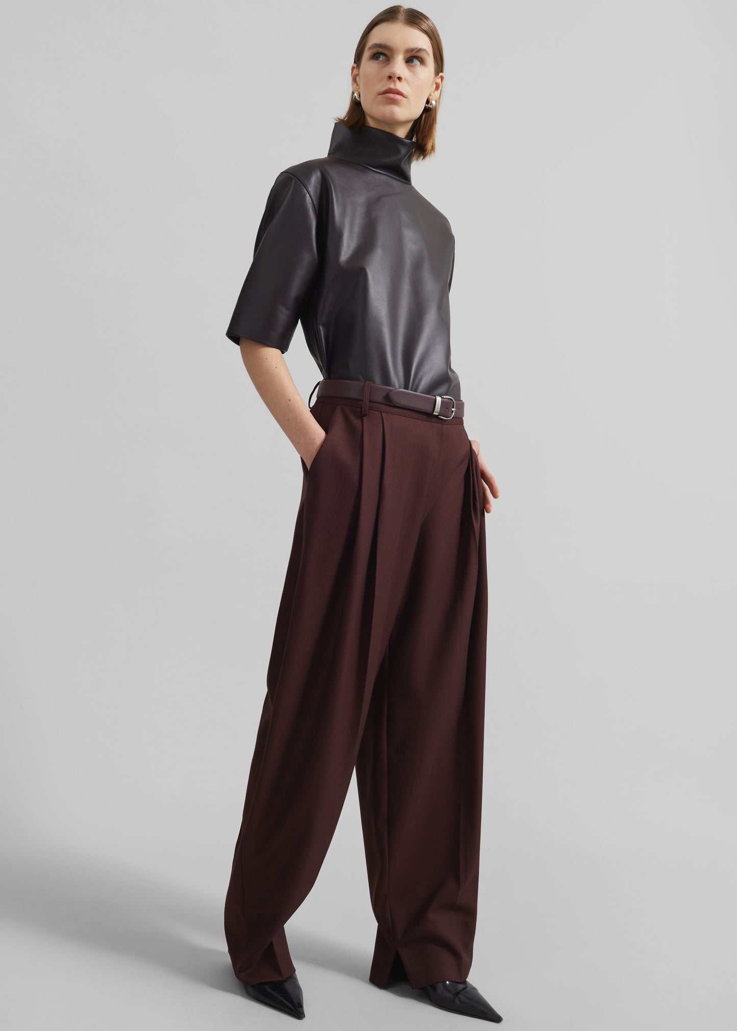 Durham Pleated Trousers - Burgundy