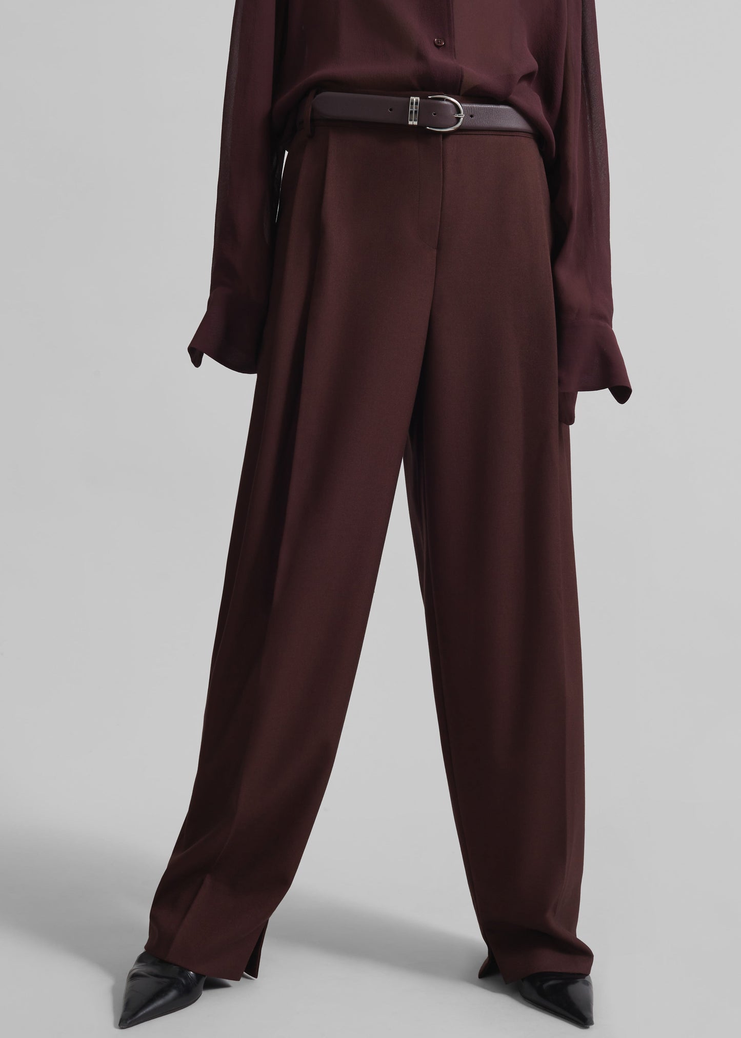 Durham Pleated Trousers - Burgundy