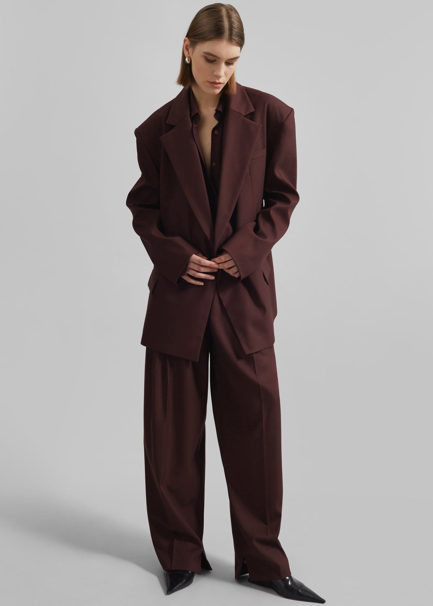 Durham Pleated Trousers - Burgundy