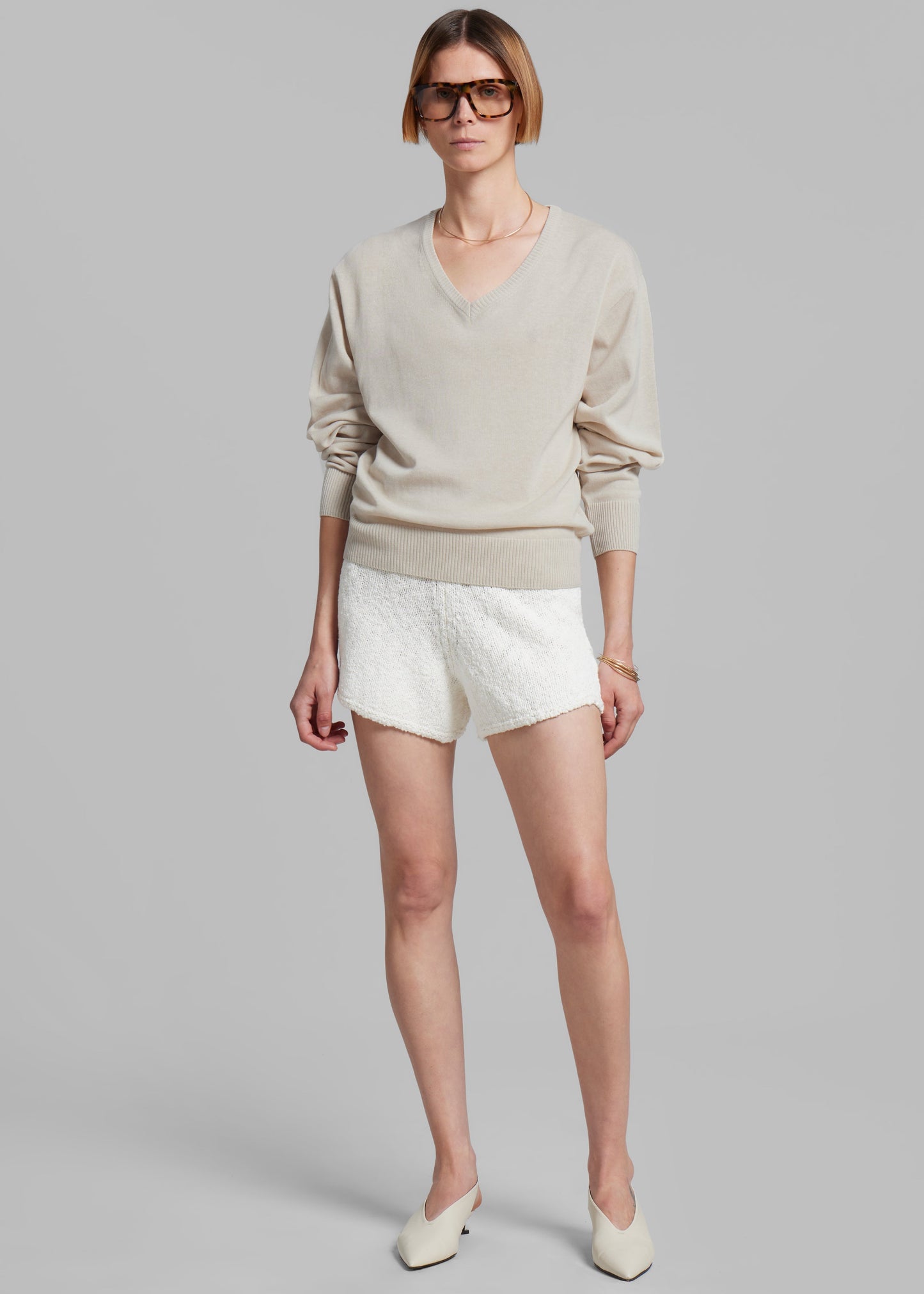 Eliora V Neck Sweater - Beige