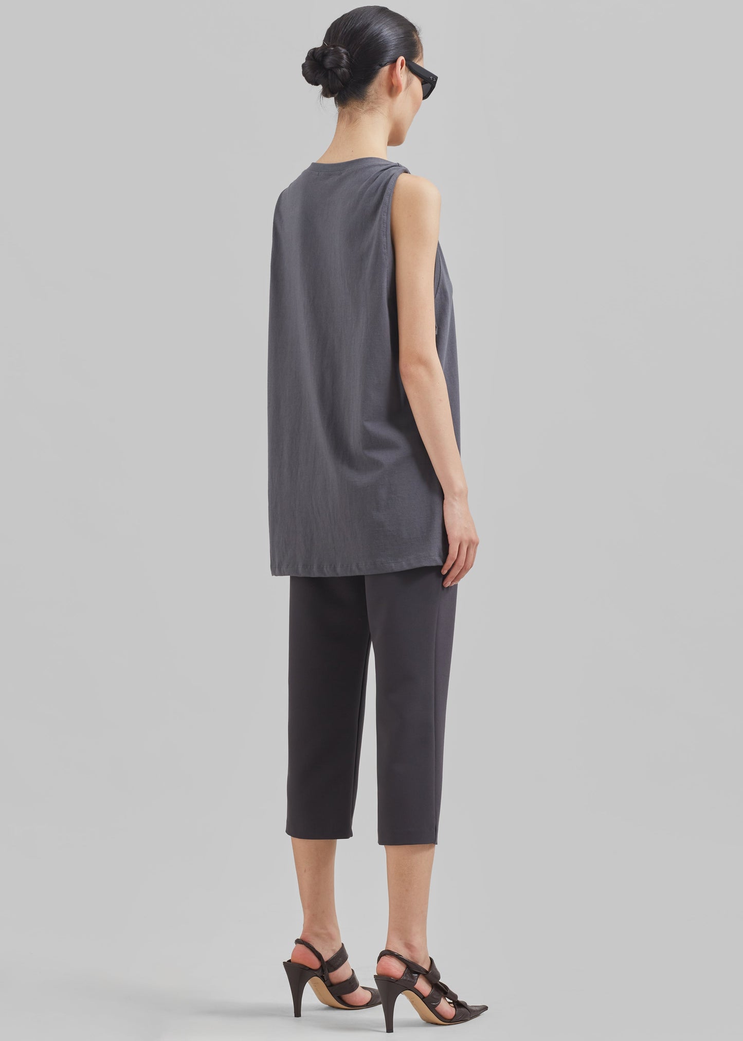 Erika Twisted Sleeve Tank - Charcoal