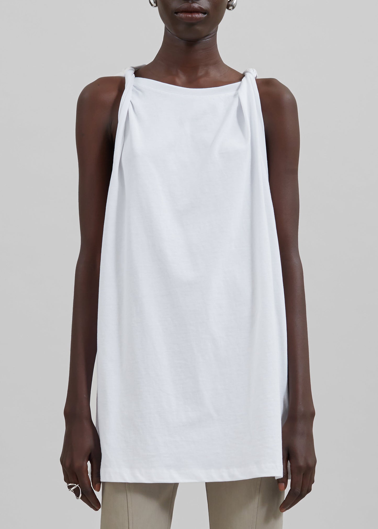 Erika Twisted Sleeve Tank - White