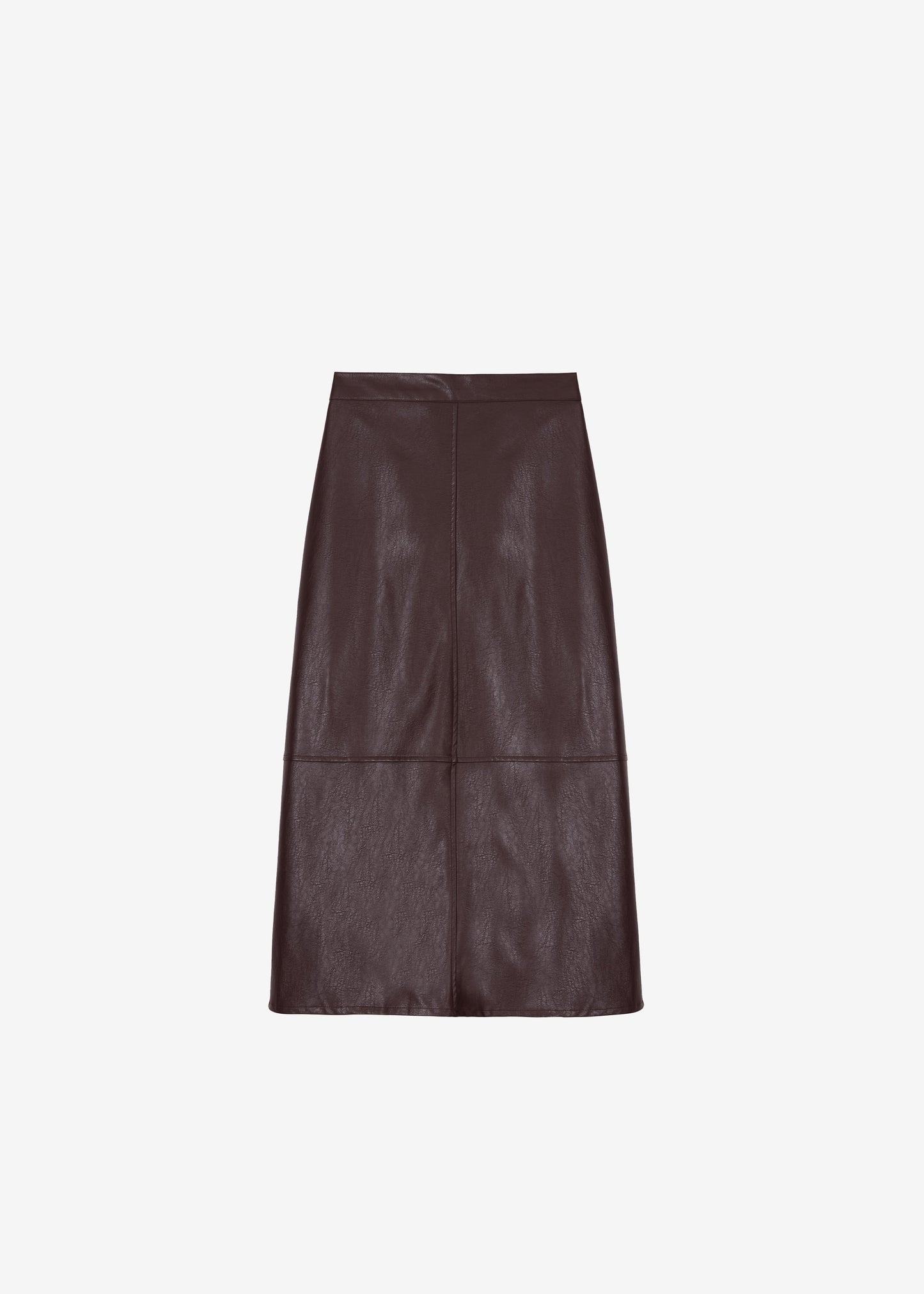 Erminie Midi Faux Leather Skirt - Brown