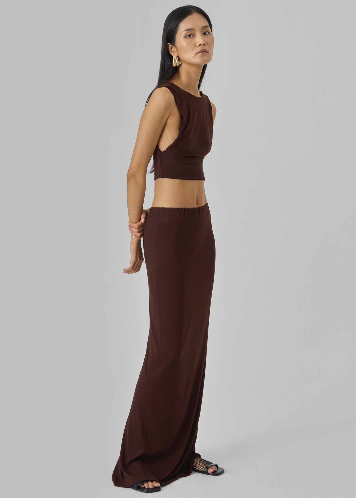 Evangeline Cropped Tank - Brown