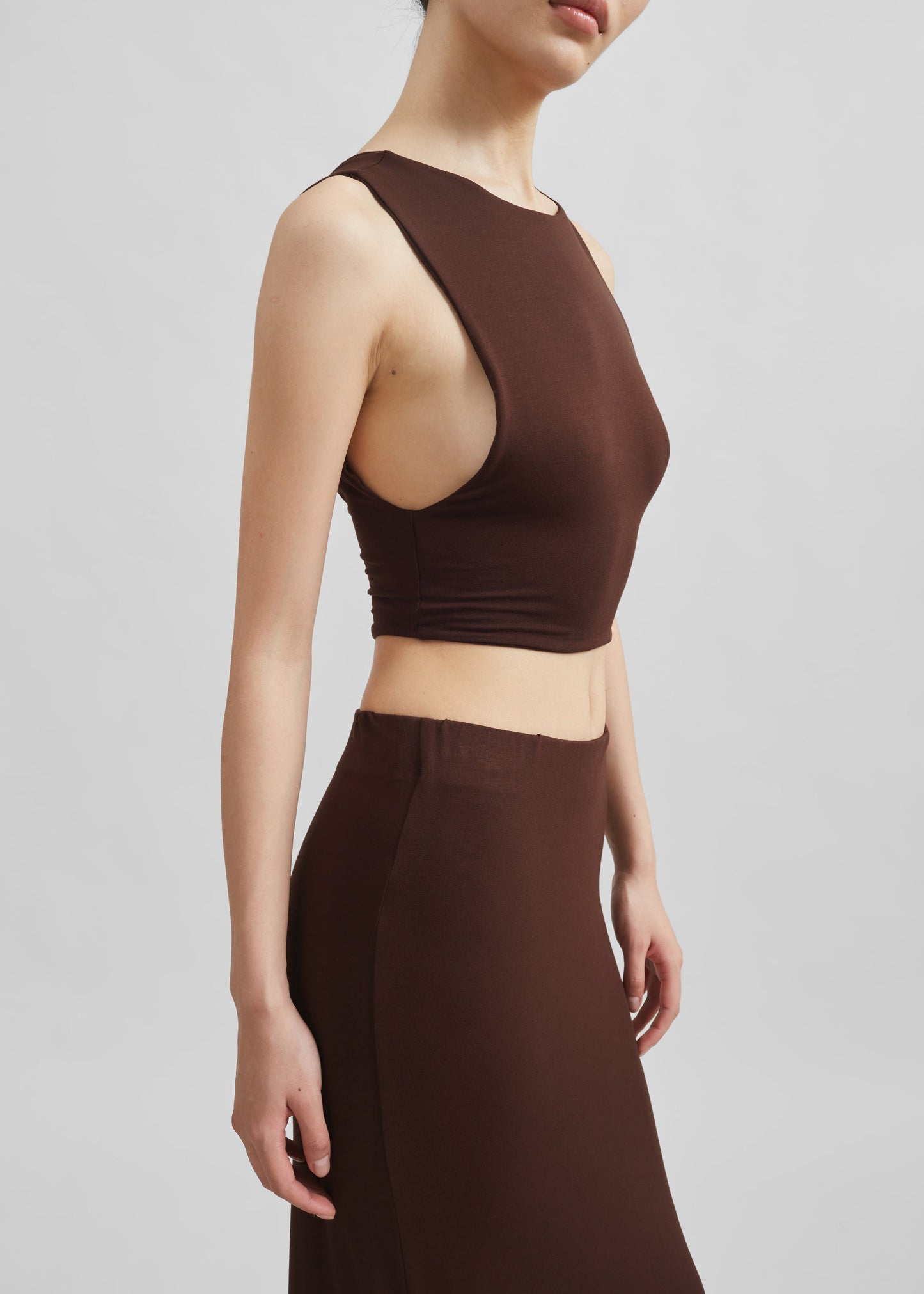 Evangeline Cropped Tank - Brown