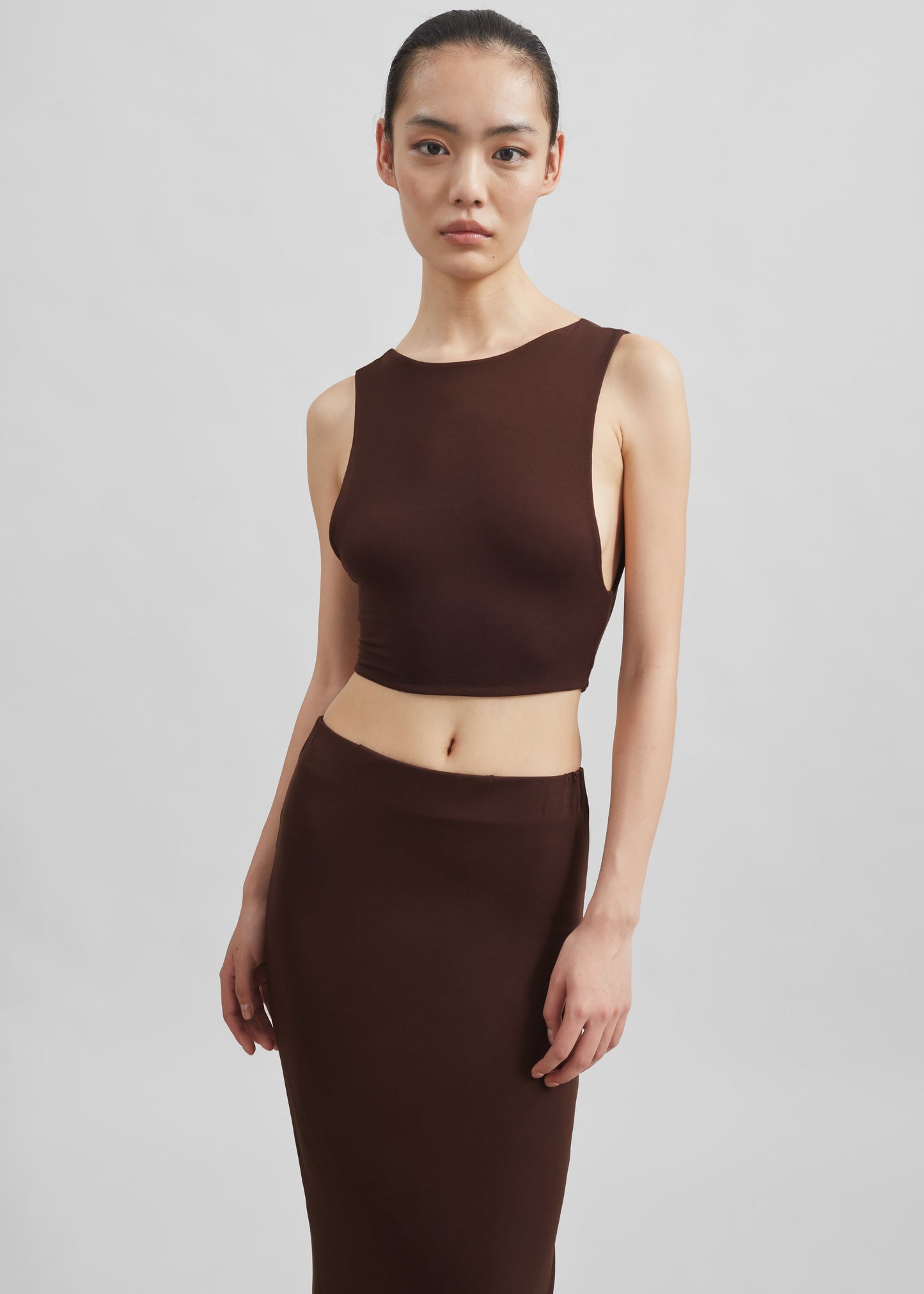 Evangeline Cropped Tank - Brown