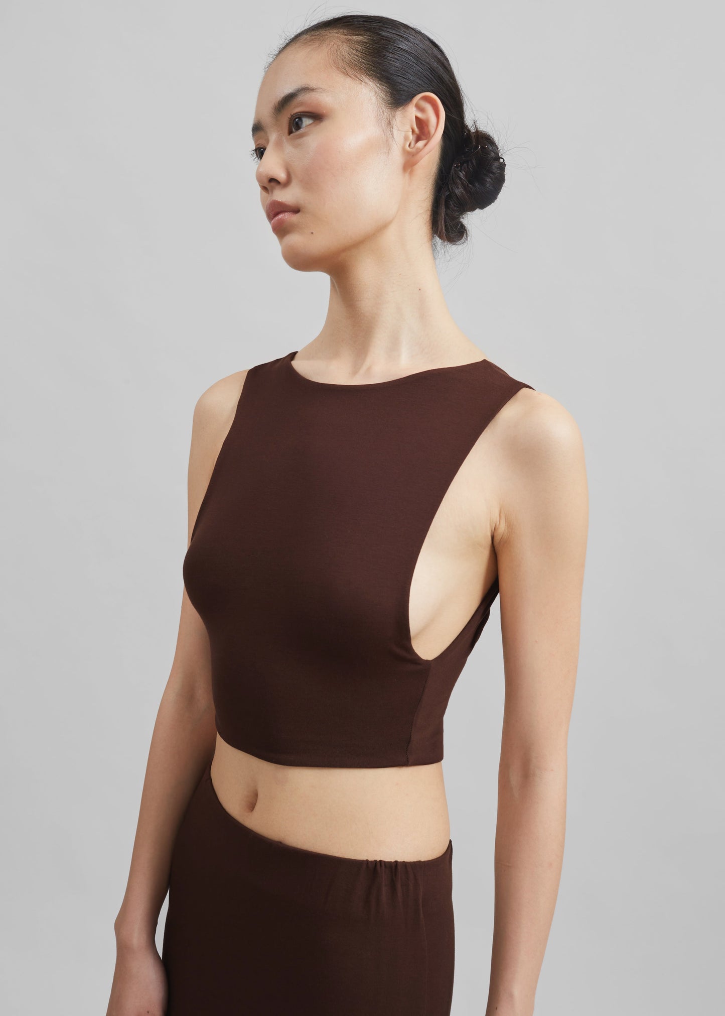 Evangeline Cropped Tank - Brown