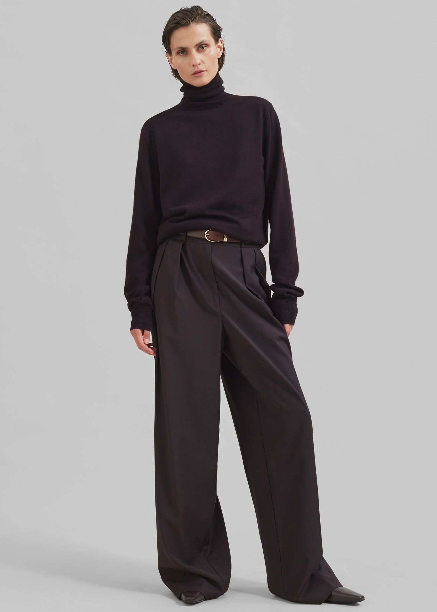 Eve Thin Turtleneck Sweater - Dark Plum