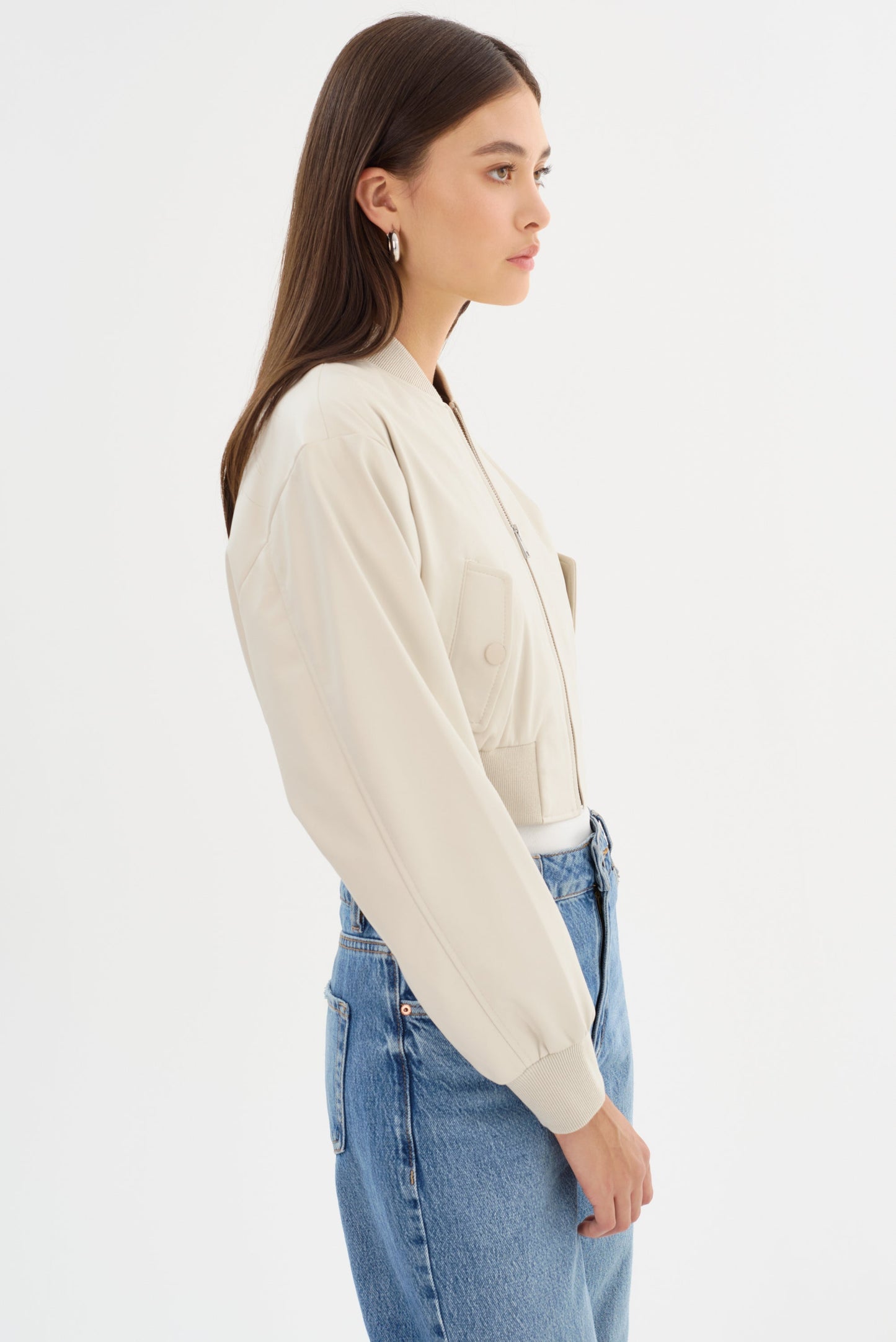 EVELIN | Faux Leather Cropped Bomber